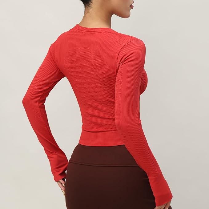 Women's Ribbed Knit Long Sleeve Sweater - Slim Fit Crew Neck Pullover Top