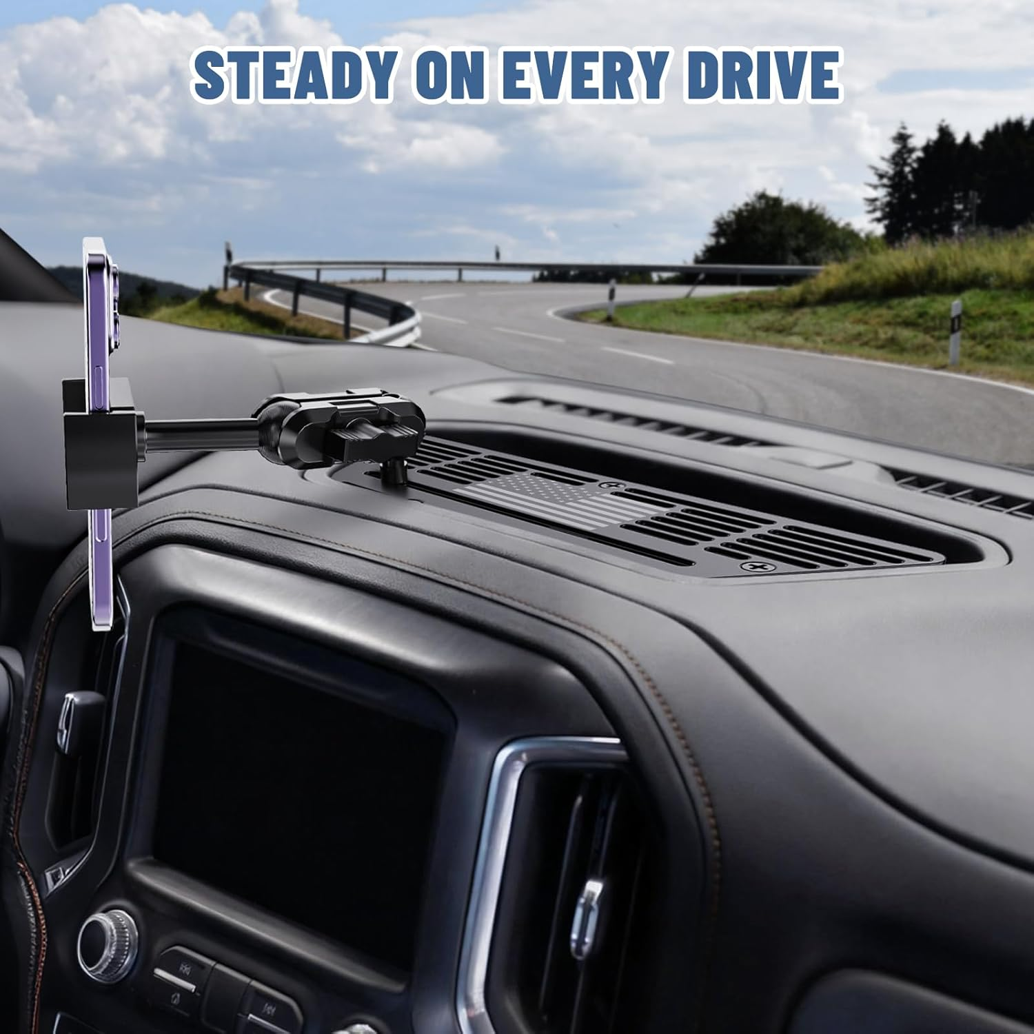 Dashboard Phone Mount for Car - 360° Adjustable Cell Phone Holder with Adhesive or Drill Installation