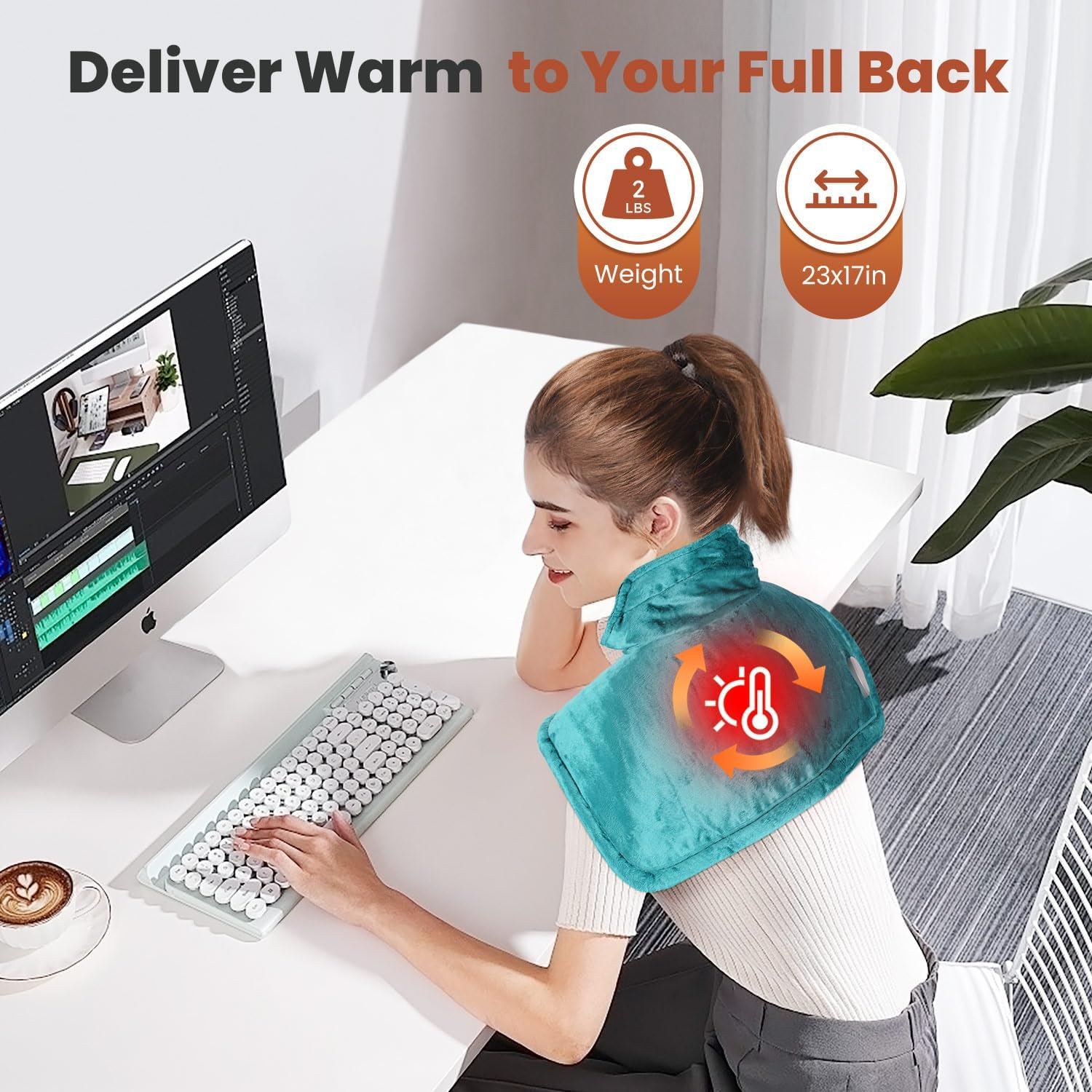 Heated Neck and Shoulder Wrap - Electric Heating Pad with 6 Heat Levels & Auto Shut-Off