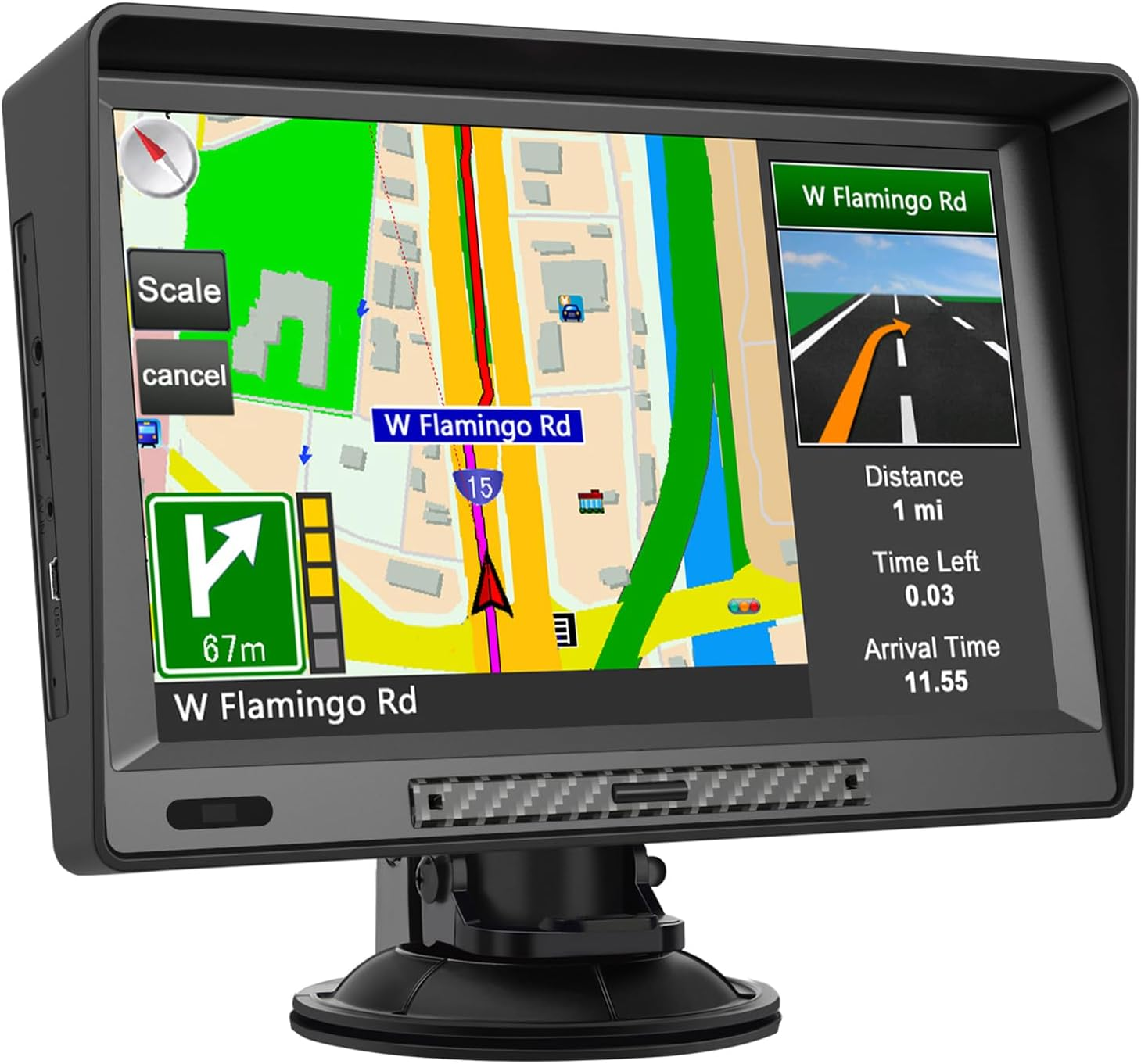 9-Inch GPS Navigator for Car - 2025 Maps with Voice Navigation, Speed & Red Light Warnings | Bluetooth & Sun Visor