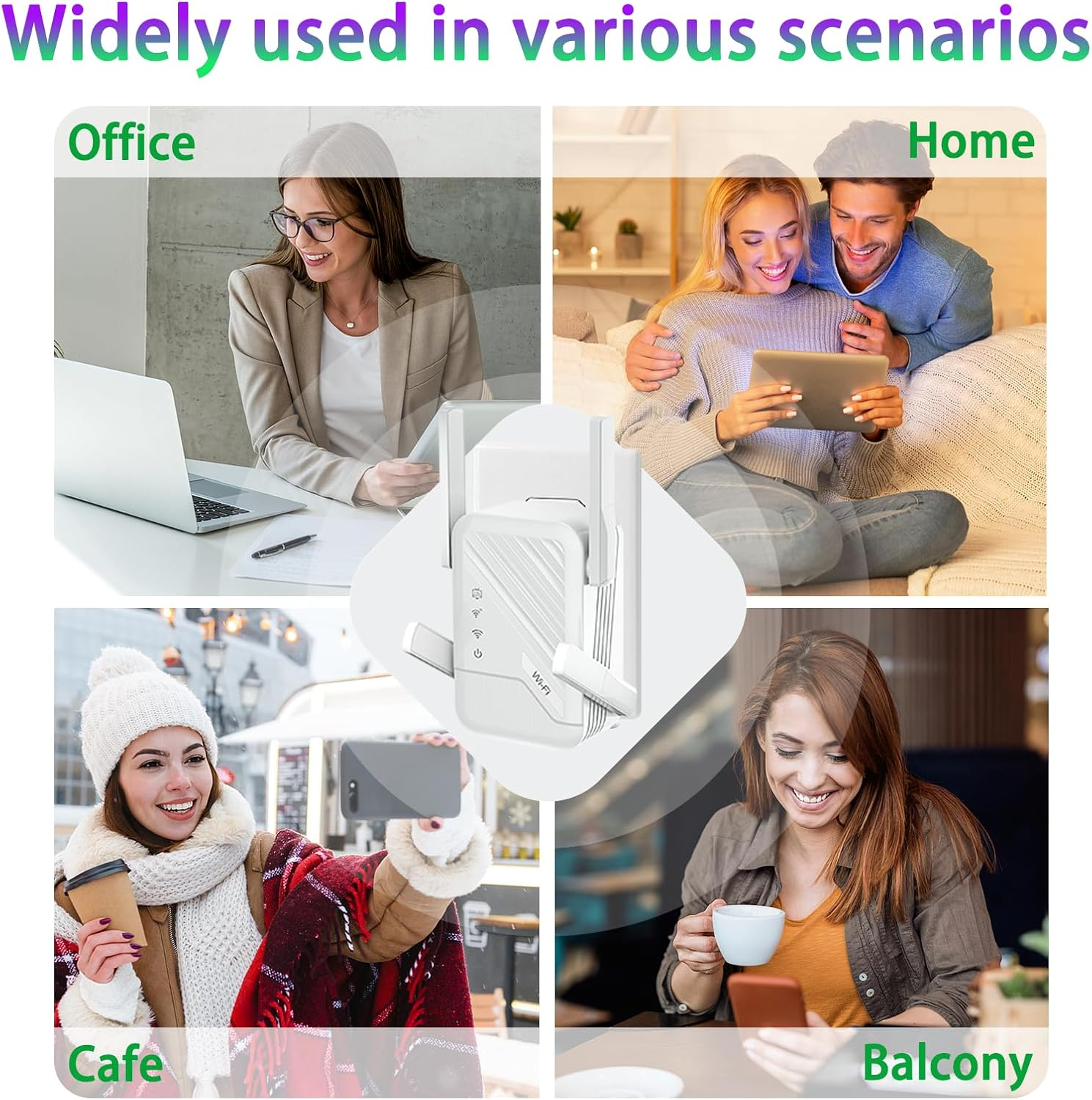 WiFi Range Extender Booster - 1200Mbps Dual Band Signal Amplifier with 4 Antennas