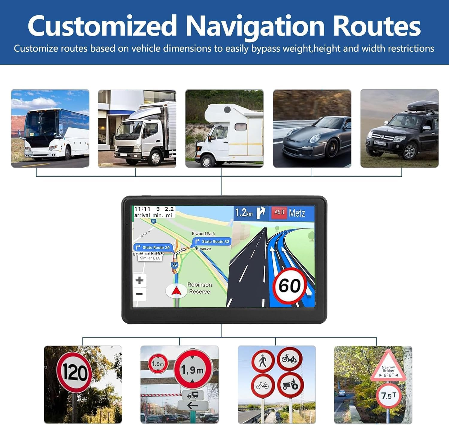 7-Inch GPS Navigator for Car Truck RV - 2025 Maps with Voice Navigation, Speed Warnings & Lifetime Updates