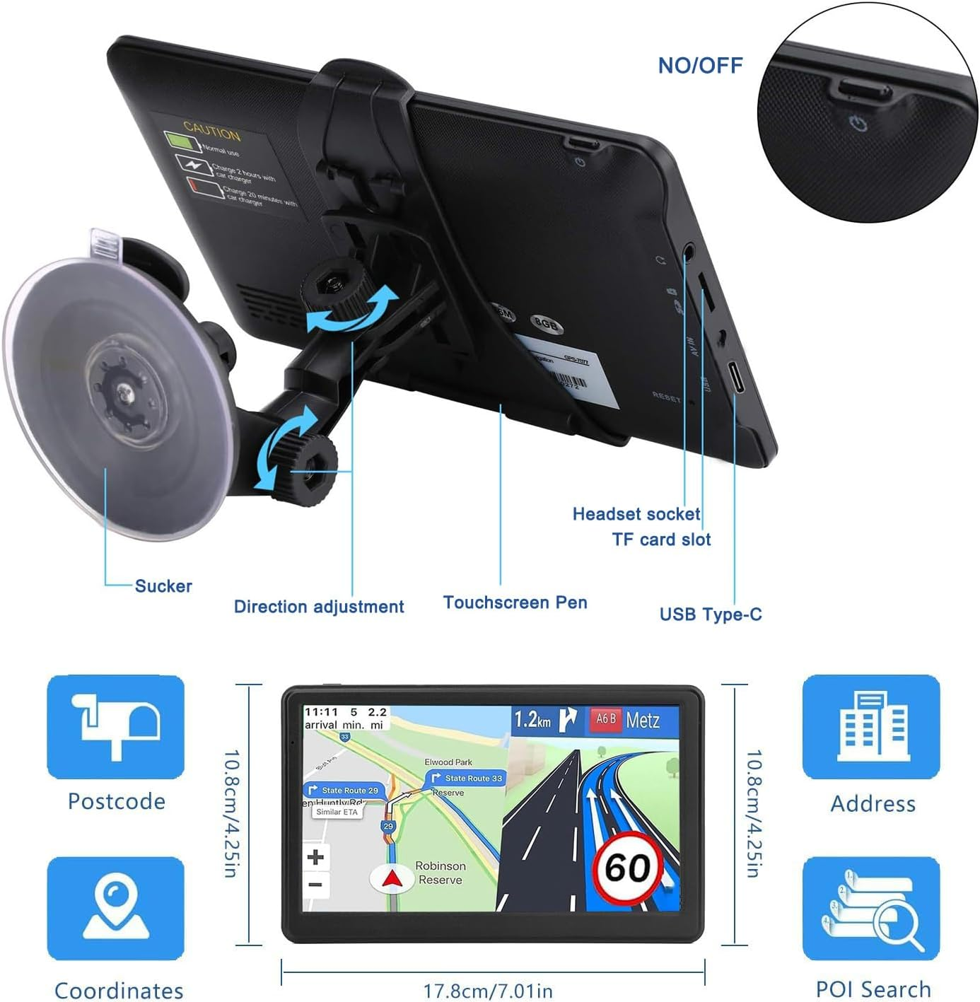 7-Inch GPS Navigator for Car Truck RV - 2025 Maps with Voice Navigation, Speed Warnings & Lifetime Updates