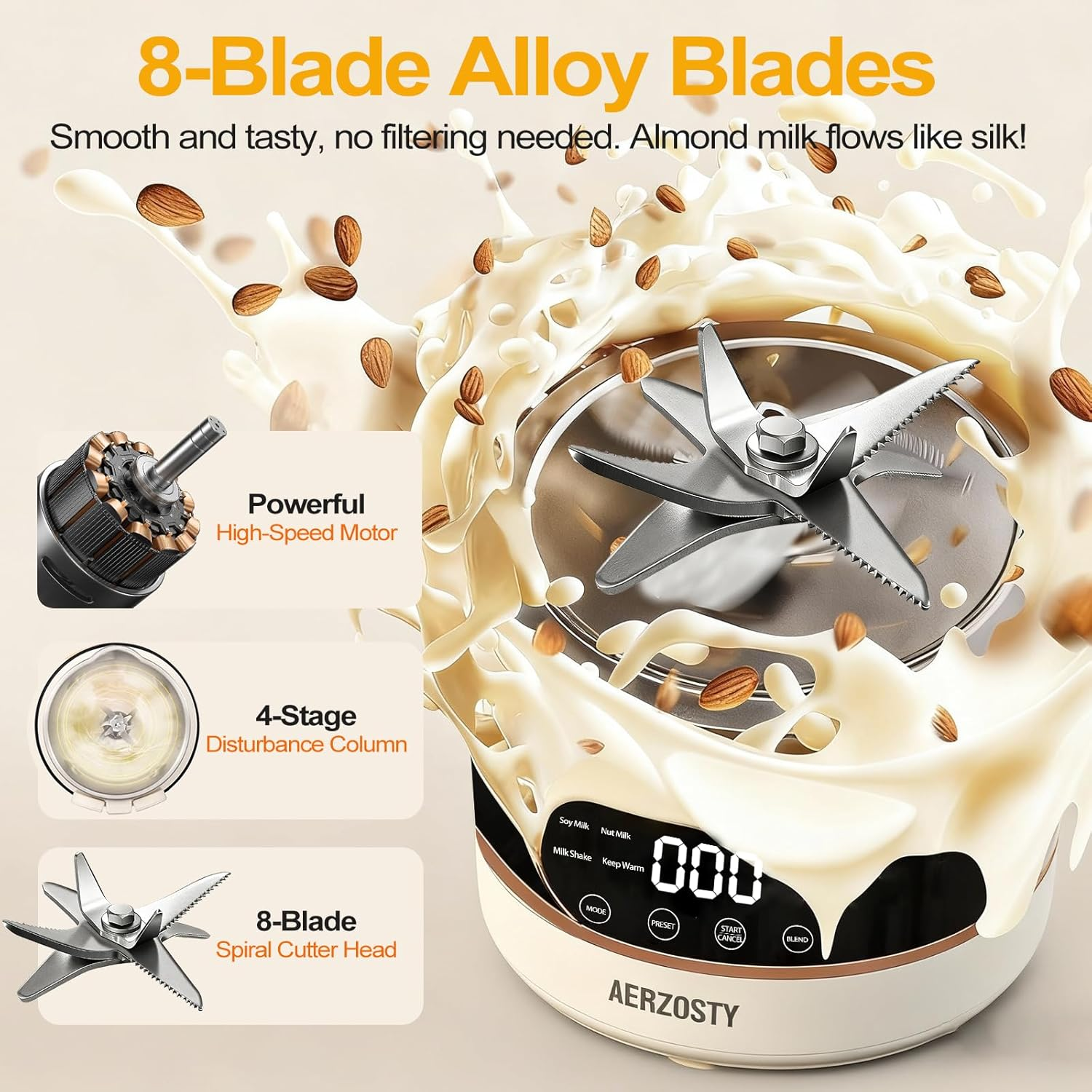 Automatic Plant-Based Milk Maker - 10-in-1 Soy Nut Oat Milk Machine with 24H Delay Start