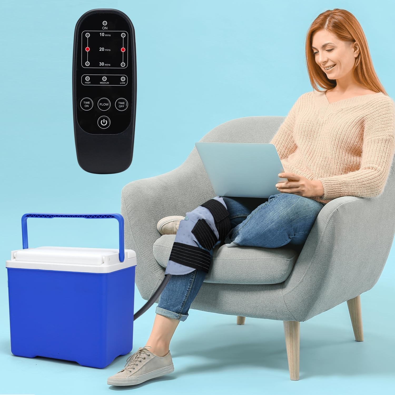 Cold Therapy System with Knee Pad - Motorized Ice Circulation Machine for Pain Relief