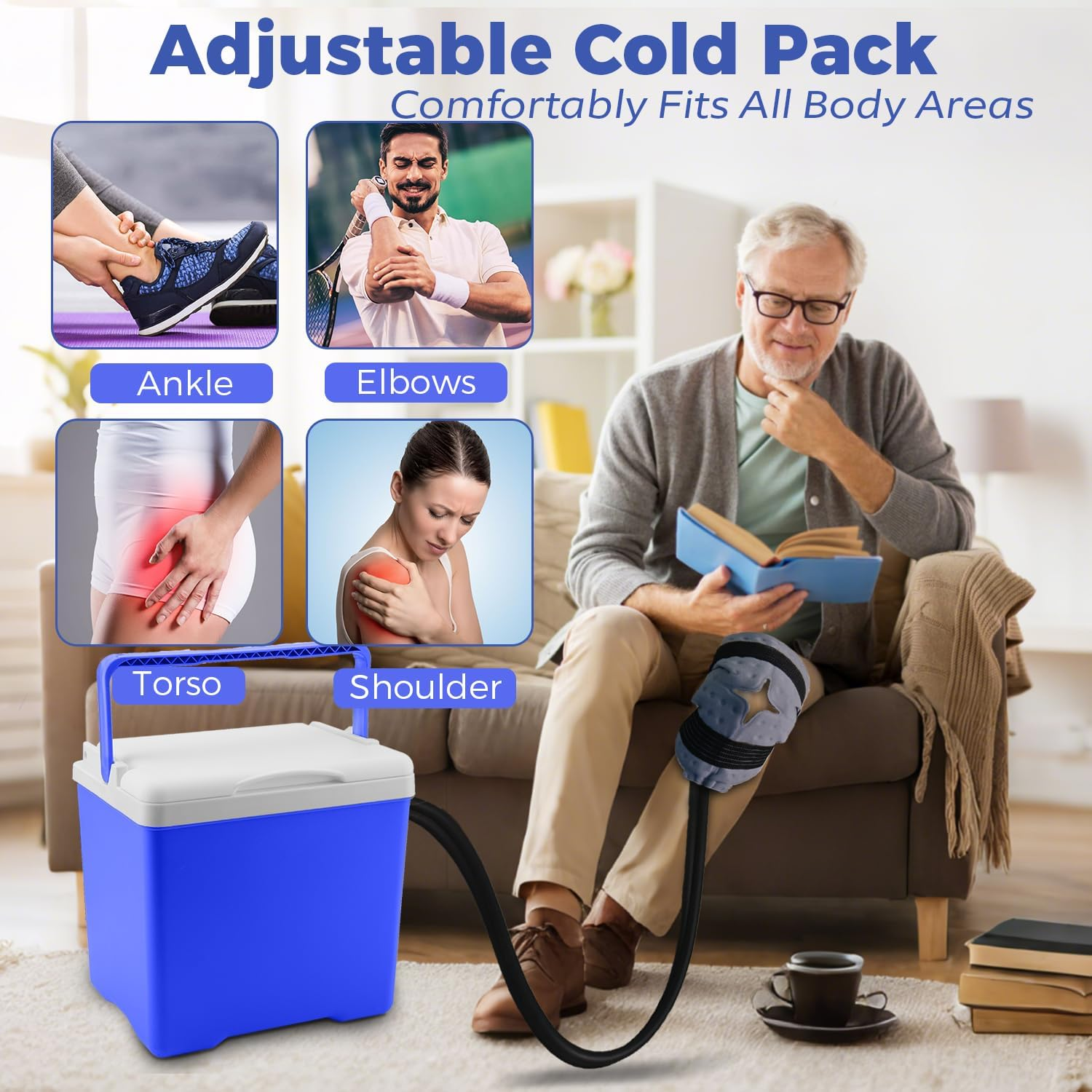 Cold Therapy System with Knee Pad - Motorized Ice Circulation Machine for Pain Relief