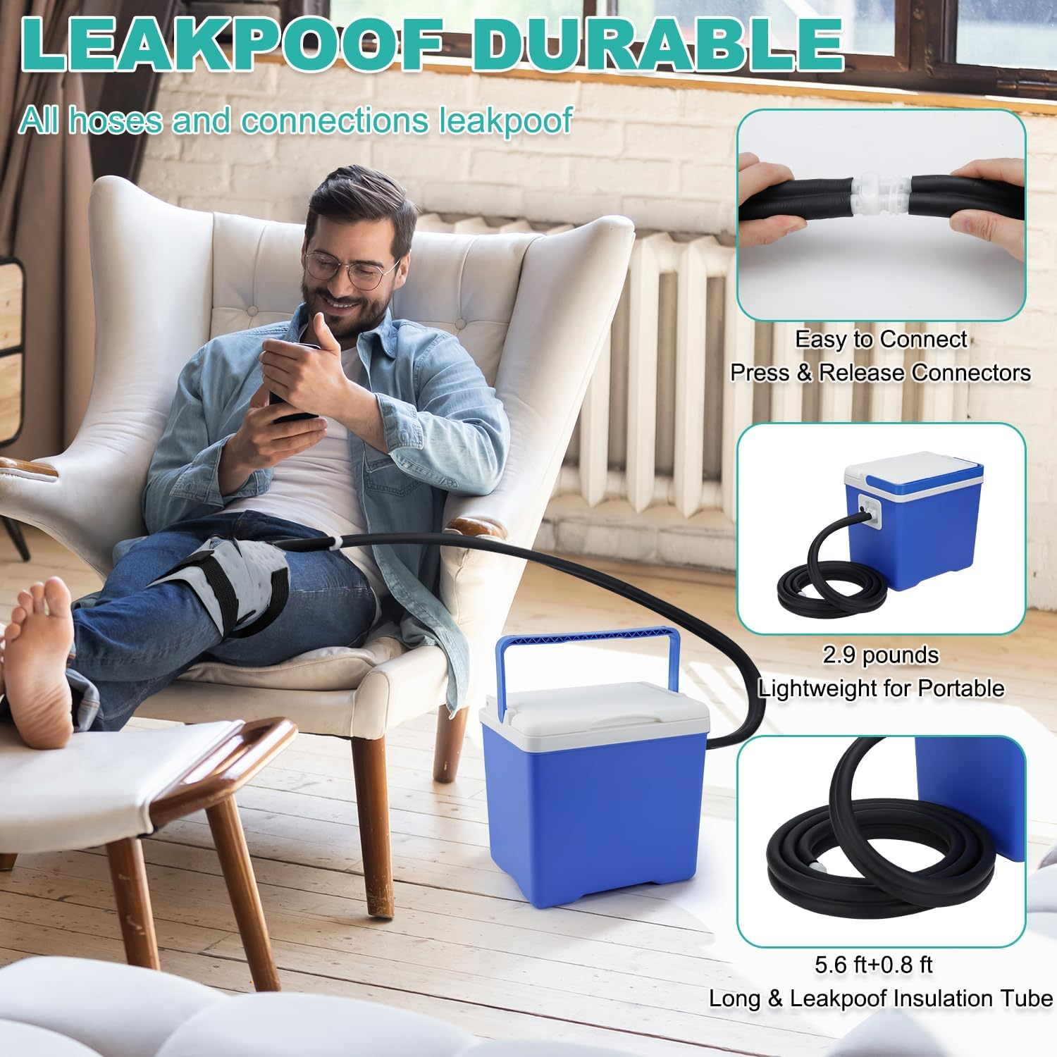 Cold Therapy System with Knee Pad - Motorized Ice Circulation Machine for Pain Relief