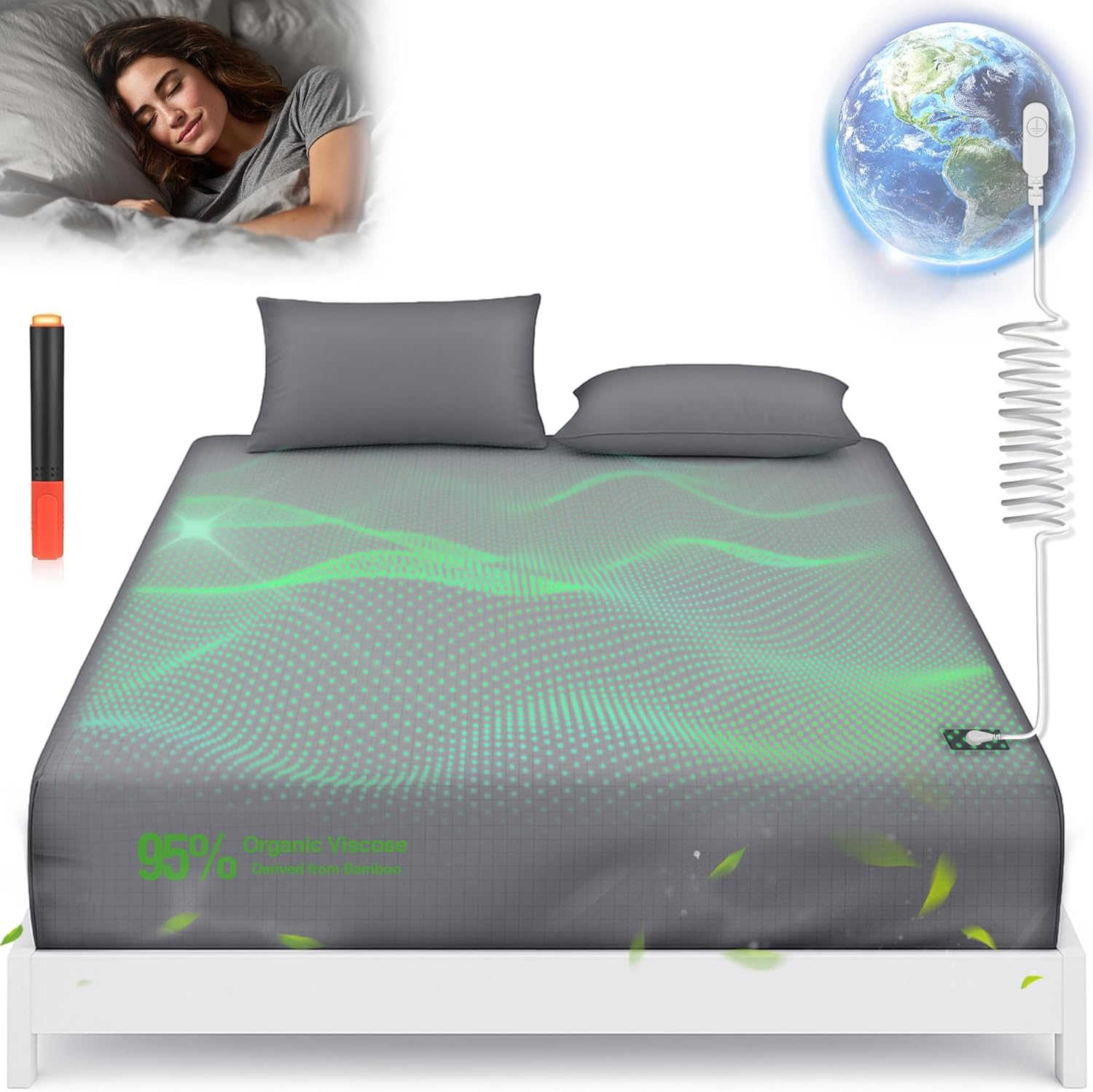 Grounding Sheet - 95% Organic Bamboo with 5% Silver Fiber for Earthing Sleep Therapy