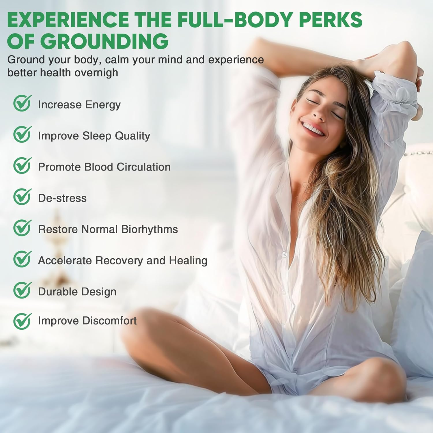 Grounding Sheet - 95% Organic Bamboo with 5% Silver Fiber for Earthing Sleep Therapy