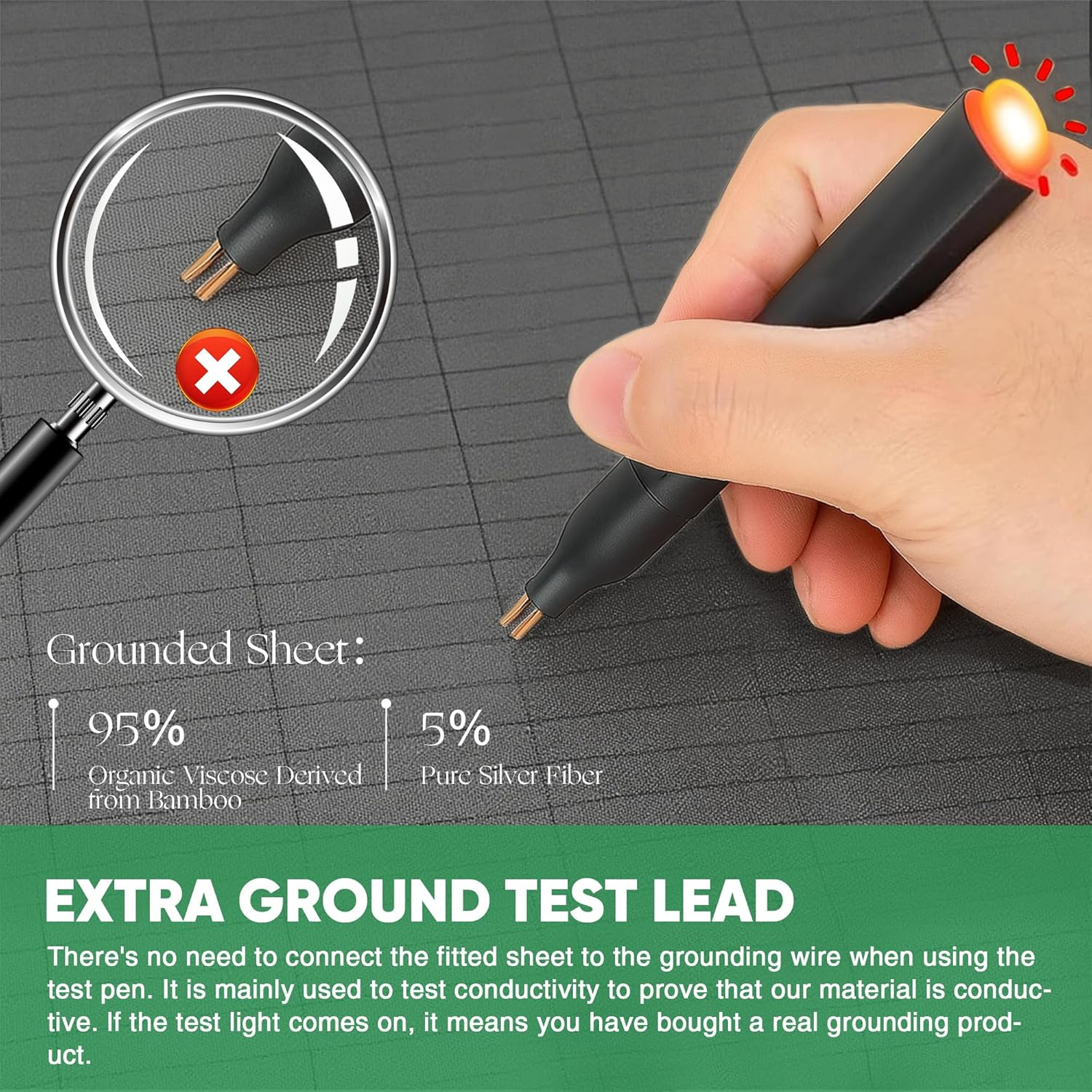 Grounding Sheet - 95% Organic Bamboo with 5% Silver Fiber for Earthing Sleep Therapy