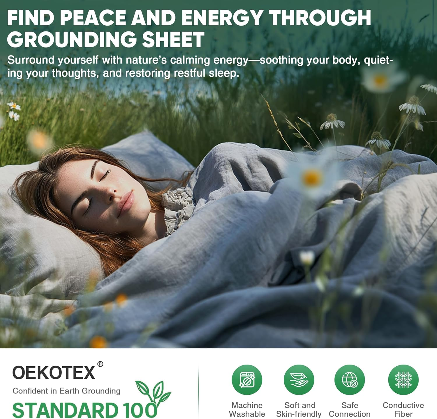 Grounding Sheet - 95% Organic Bamboo with 5% Silver Fiber for Earthing Sleep Therapy