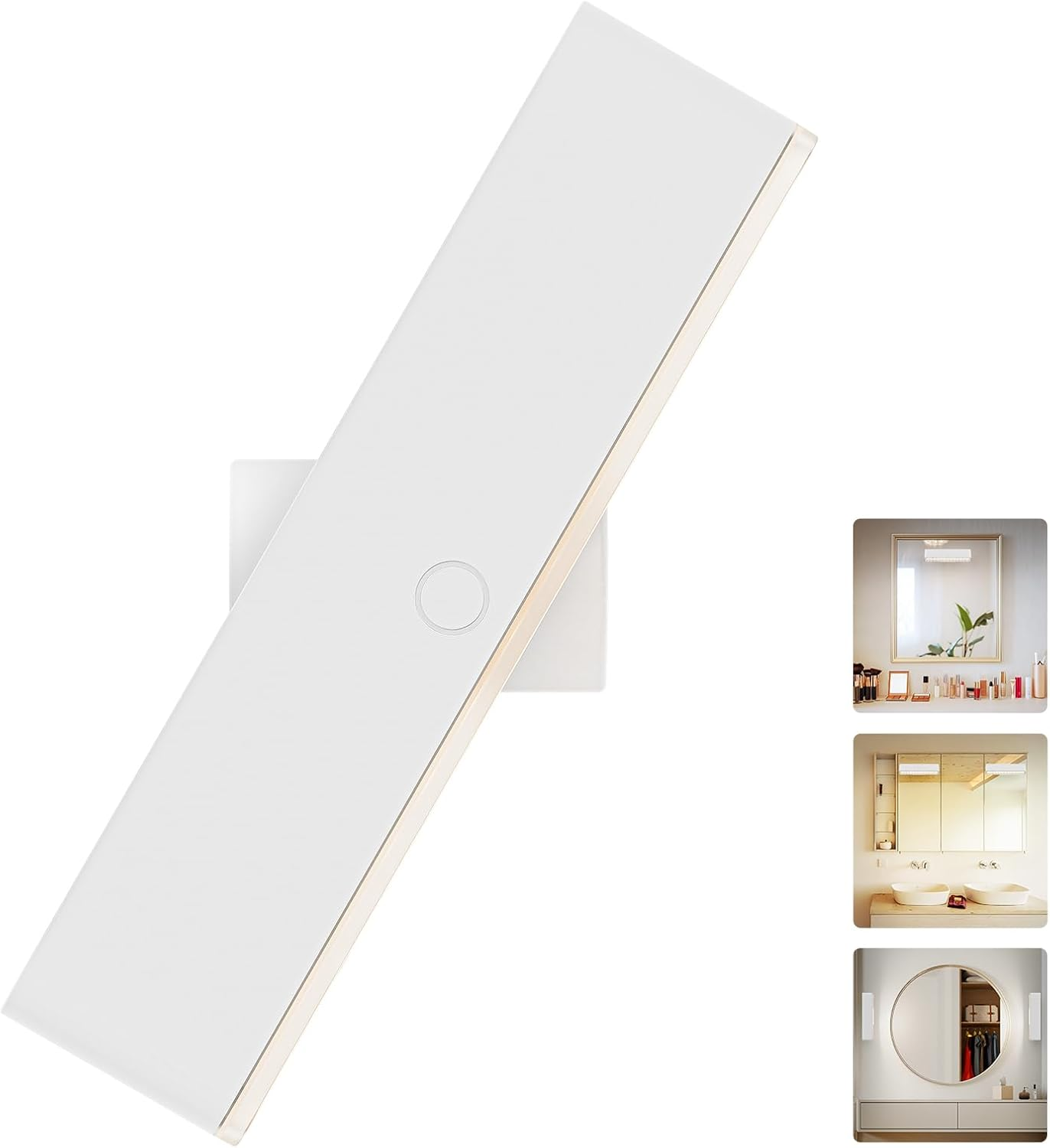 Rechargeable LED Mirror Light - 360° Rotating Vanity Light with 3 Color Temperatures