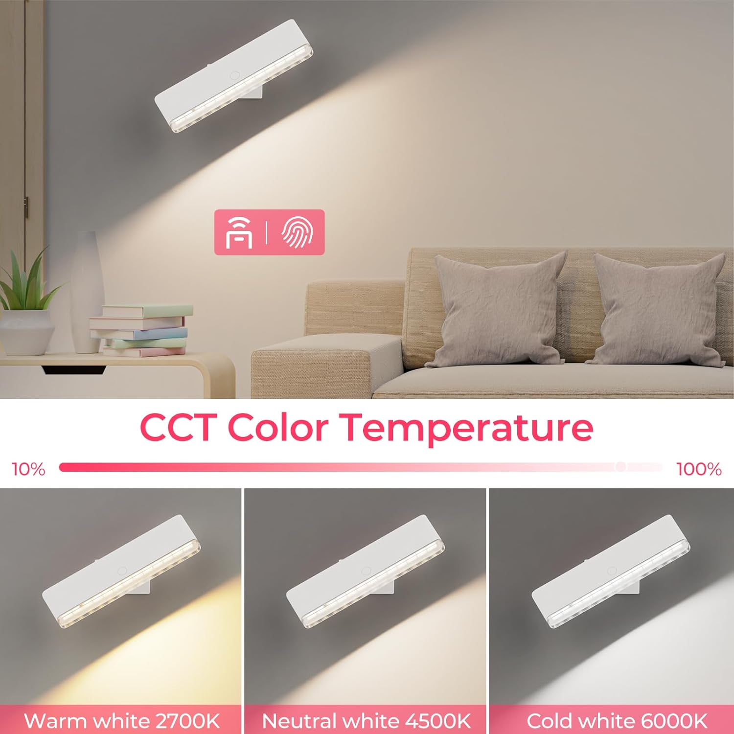 Rechargeable LED Mirror Light - 360° Rotating Vanity Light with 3 Color Temperatures