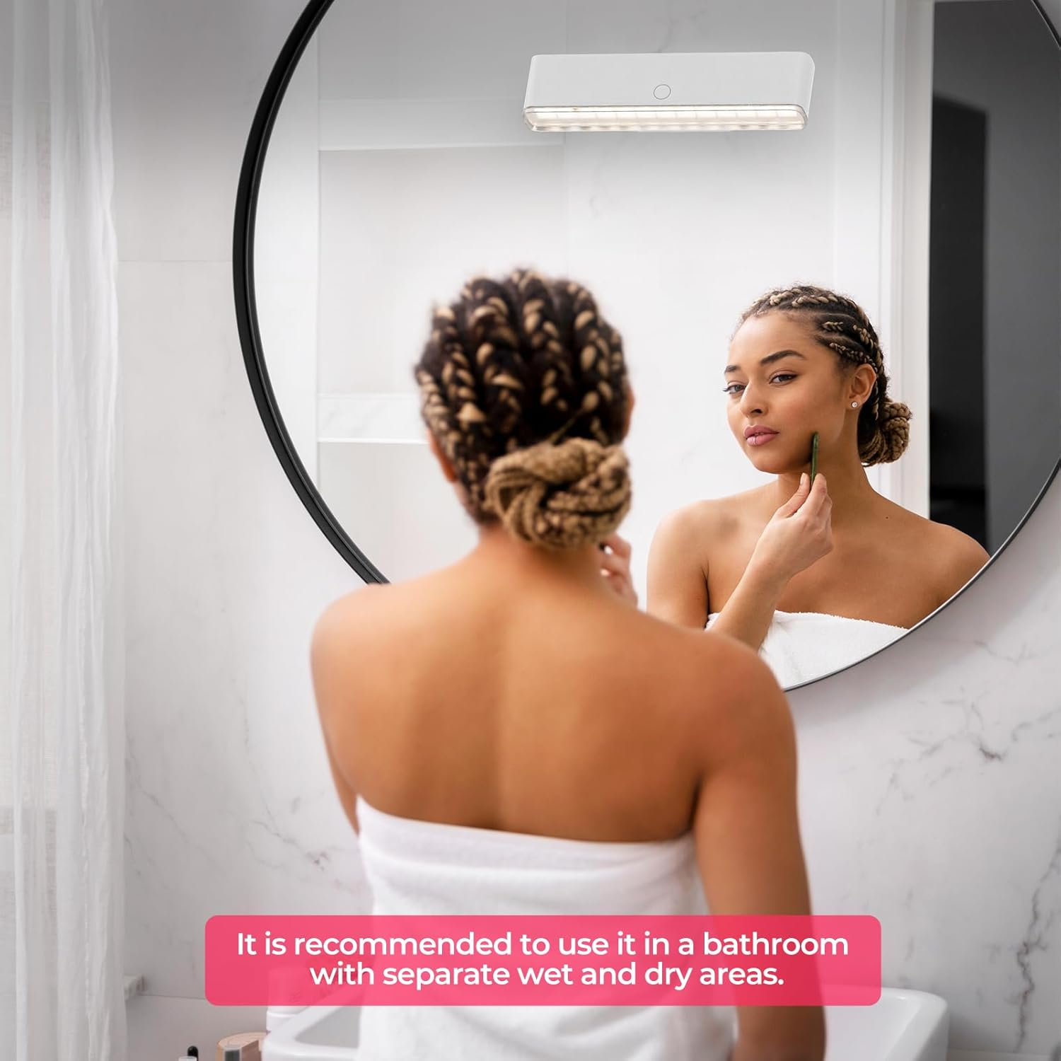 Rechargeable LED Mirror Light - 360° Rotating Vanity Light with 3 Color Temperatures