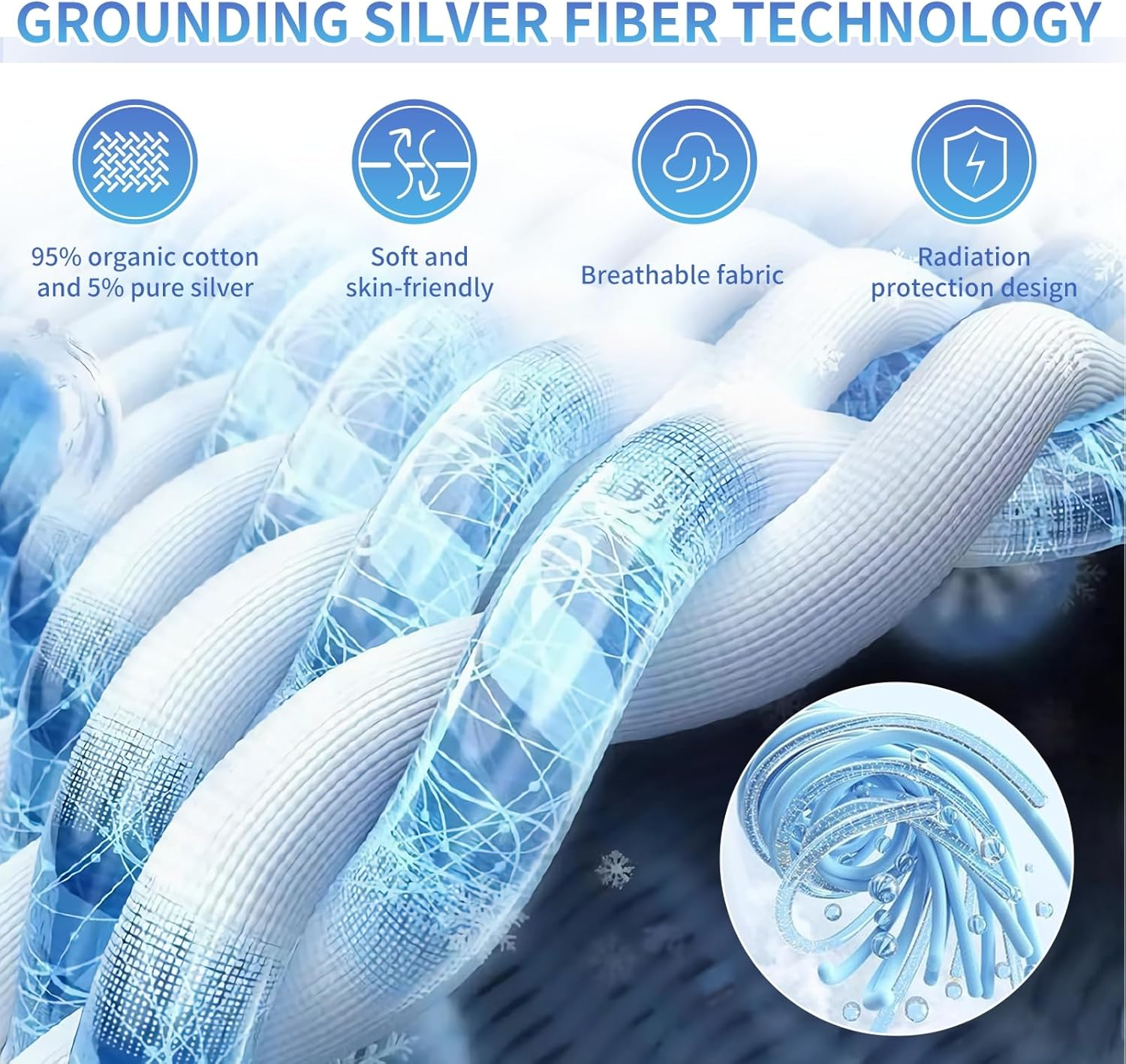 Grounding Half Sheet - 95% Organic Cotton with 5% Silver Fiber for Earthing Therapy