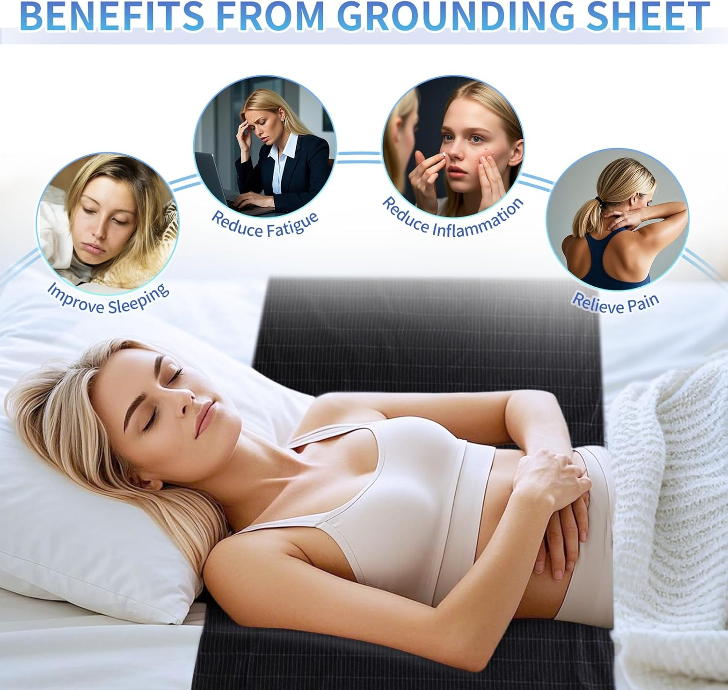 Grounding Half Sheet - 95% Organic Cotton with 5% Silver Fiber for Earthing Therapy