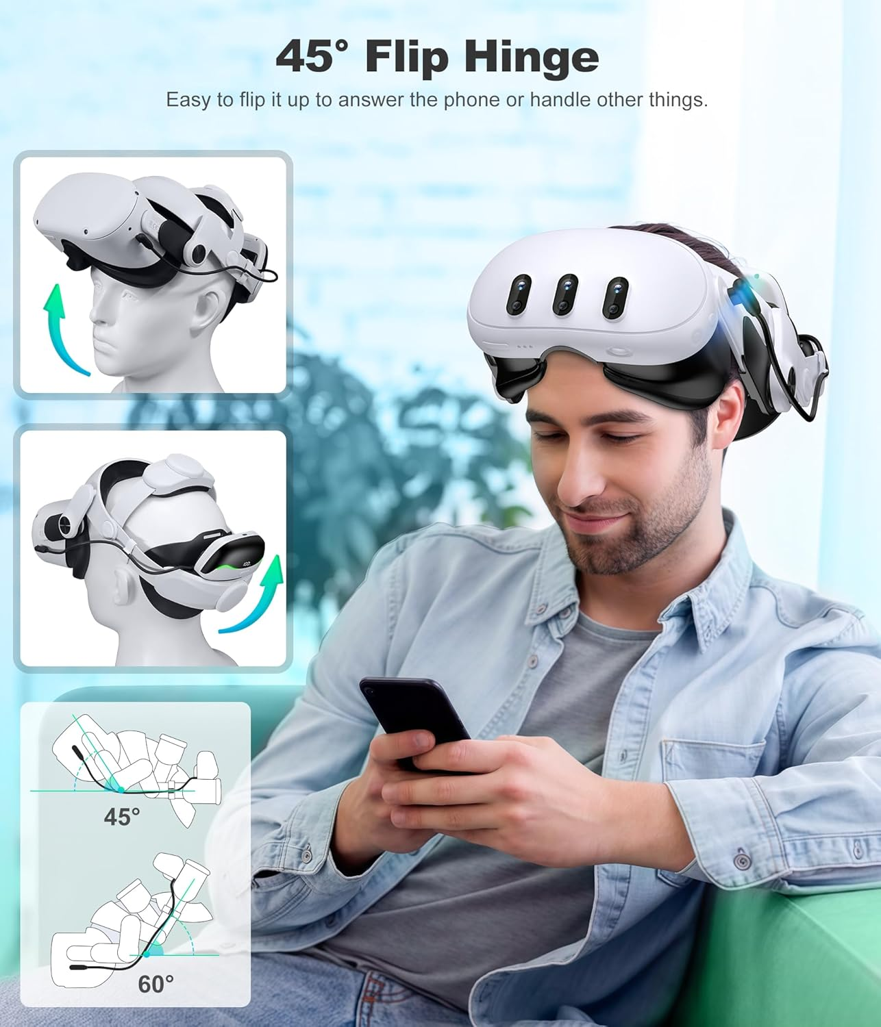 VR Headset Battery Head Strap for Meta Quest 2/3/3s - 6700mAh Extended Power, Adjustable Comfort Design, Digital Display (Head Strap Only)
