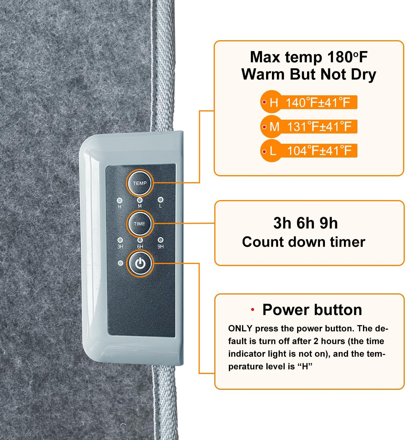 Carbon Crystal Heating Pad with Timer - Electric Heated Blanket for Pain Relief, 3 Temperature Settings, Auto Shut-Off Safety