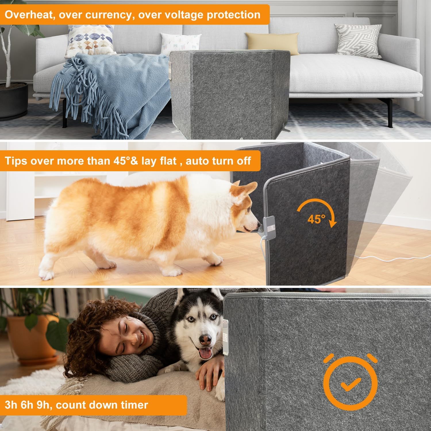 Carbon Crystal Heating Pad with Timer - Electric Heated Blanket for Pain Relief, 3 Temperature Settings, Auto Shut-Off Safety