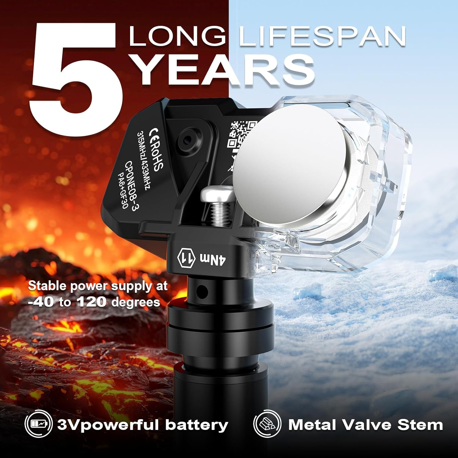 TPMS Sensor for Ford & Lincoln 315MHz - Premium Tire Pressure Monitoring Sensor with 5-Year Lifespan