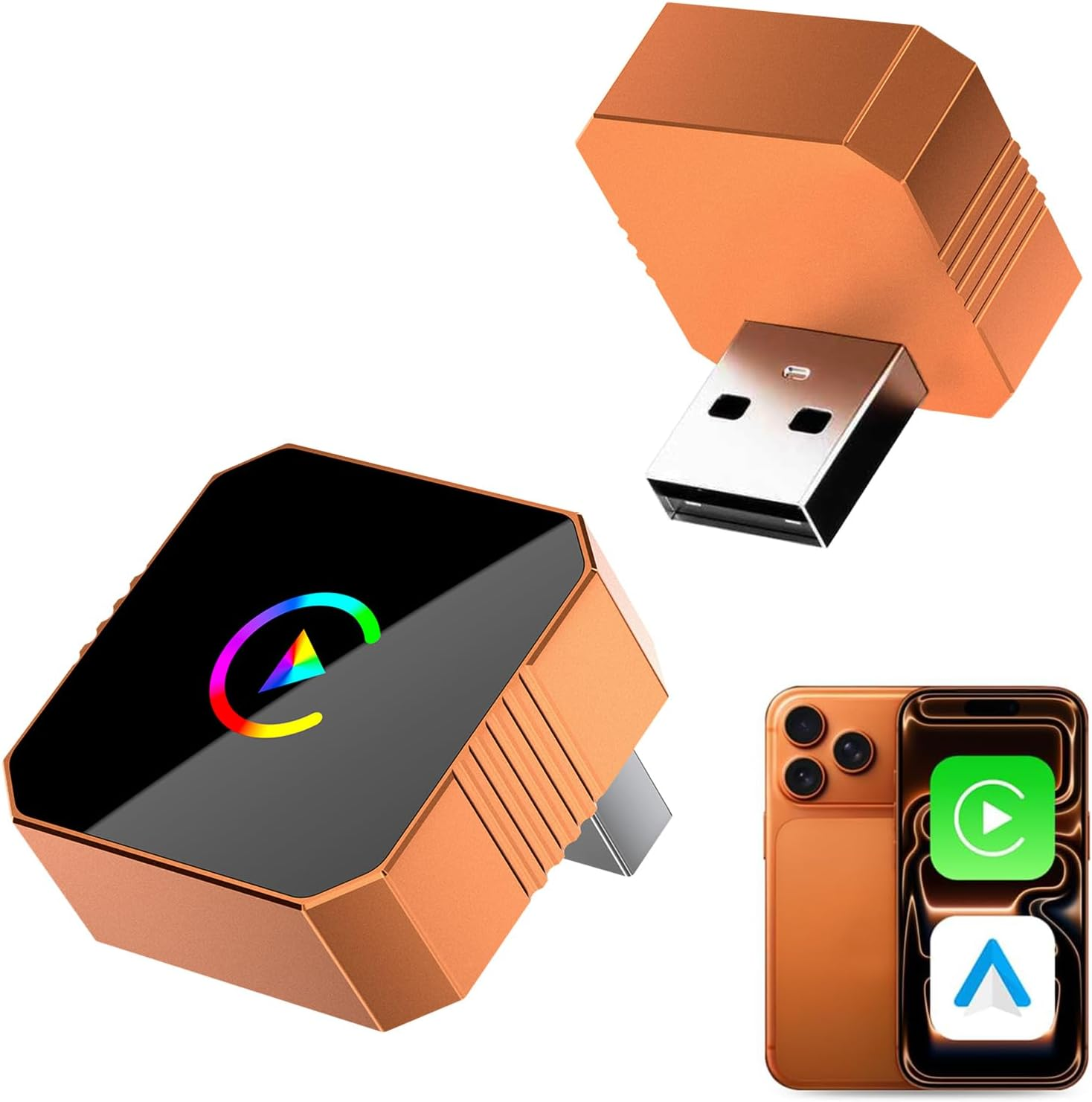 Wireless CarPlay Android Auto Adapter - Mini USB Dongle 2.4GHz/5GHz Dual-Band with Auto Reconnect