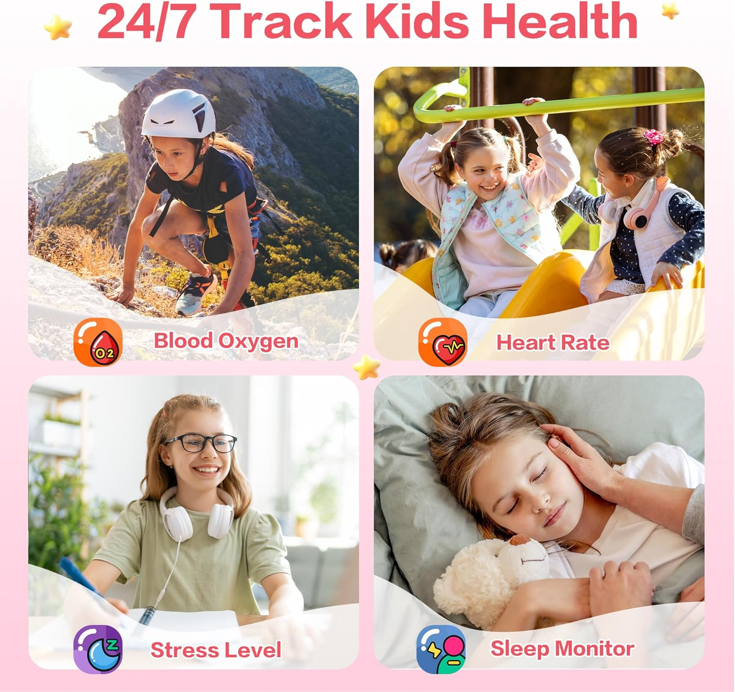 Kids Smart Watch with Sleep & Activity Tracker - IP68 Waterproof Fitness Watch with Games, Pedometer & Alarm for Boys & Girls Ages 4-16