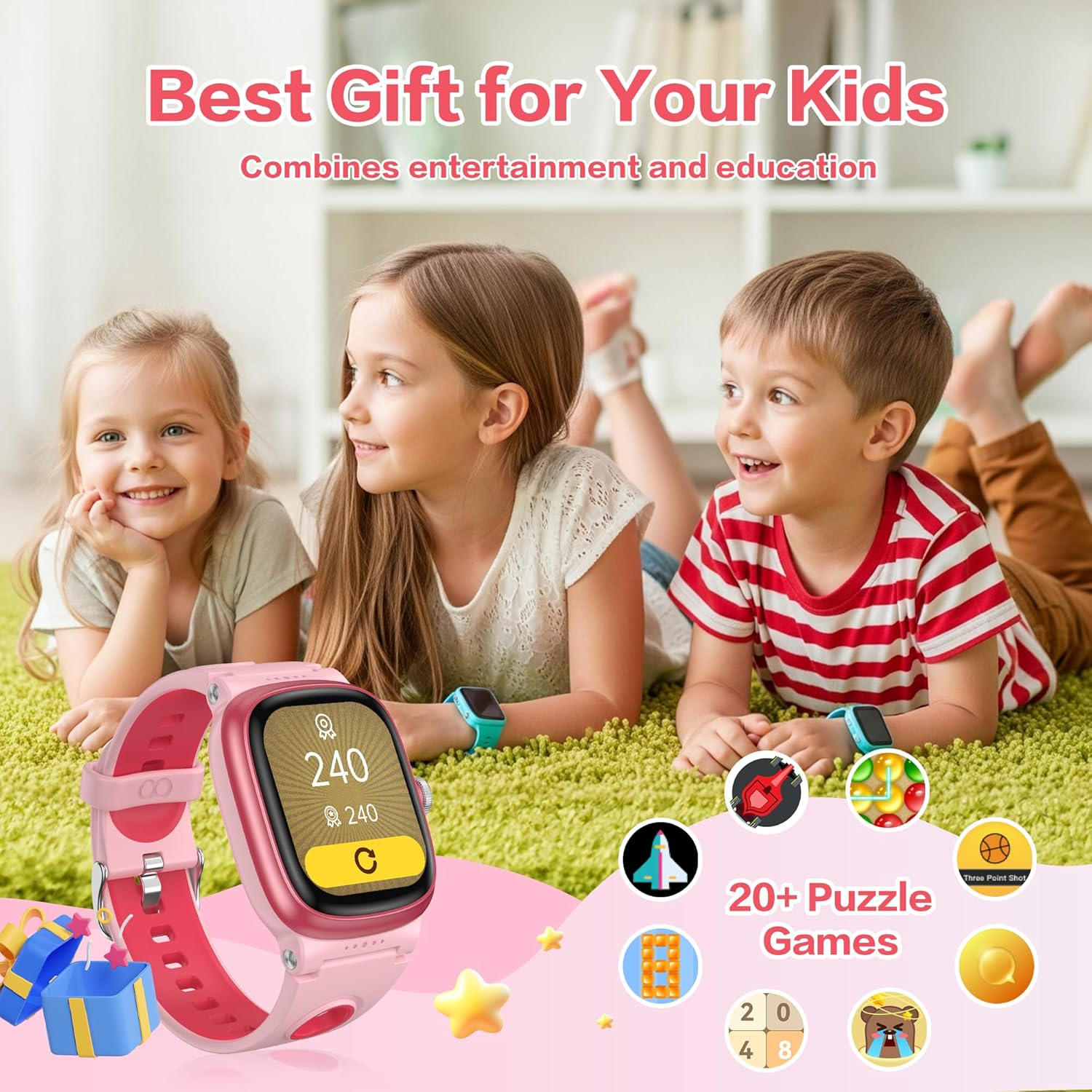 Kids Smart Watch with Sleep & Activity Tracker - IP68 Waterproof Fitness Watch with Games, Pedometer & Alarm for Boys & Girls Ages 4-16