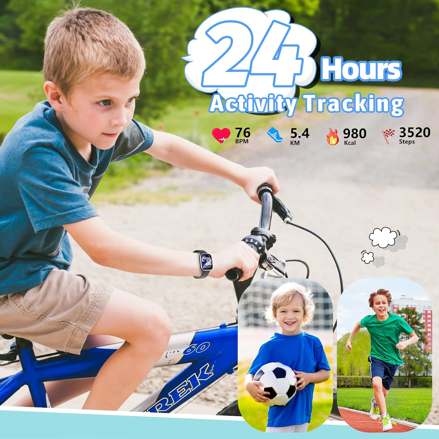 Kids Smart Watch Fitness Tracker - No Phone Needed, 19 Sport Modes, 1.5" DIY Dial, IP68 Waterproof, Sleep Monitor & Pedometer for Boys Girls Ages 6-14