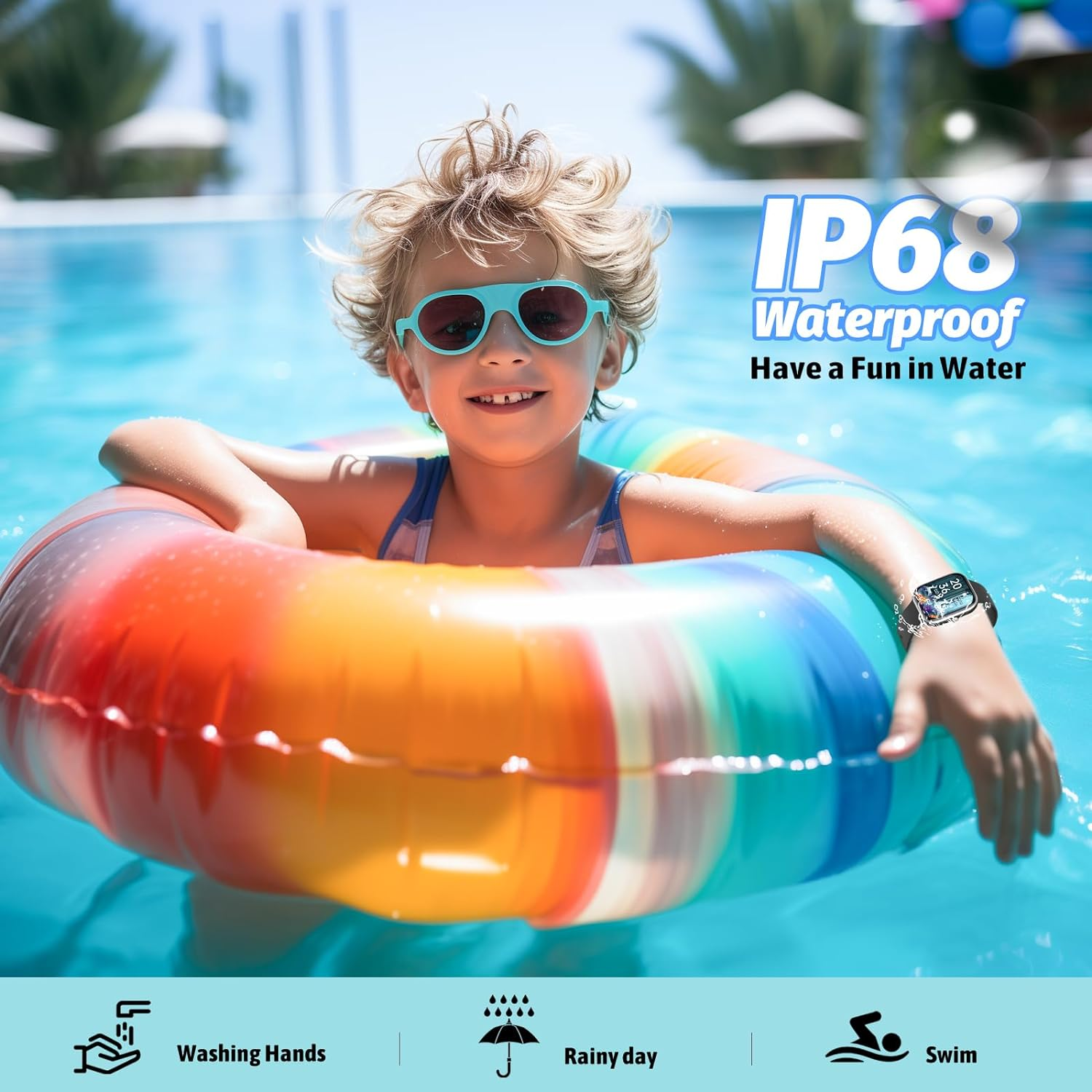 Kids Smart Watch Fitness Tracker - No Phone Needed, 19 Sport Modes, 1.5" DIY Dial, IP68 Waterproof, Sleep Monitor & Pedometer for Boys Girls Ages 6-14