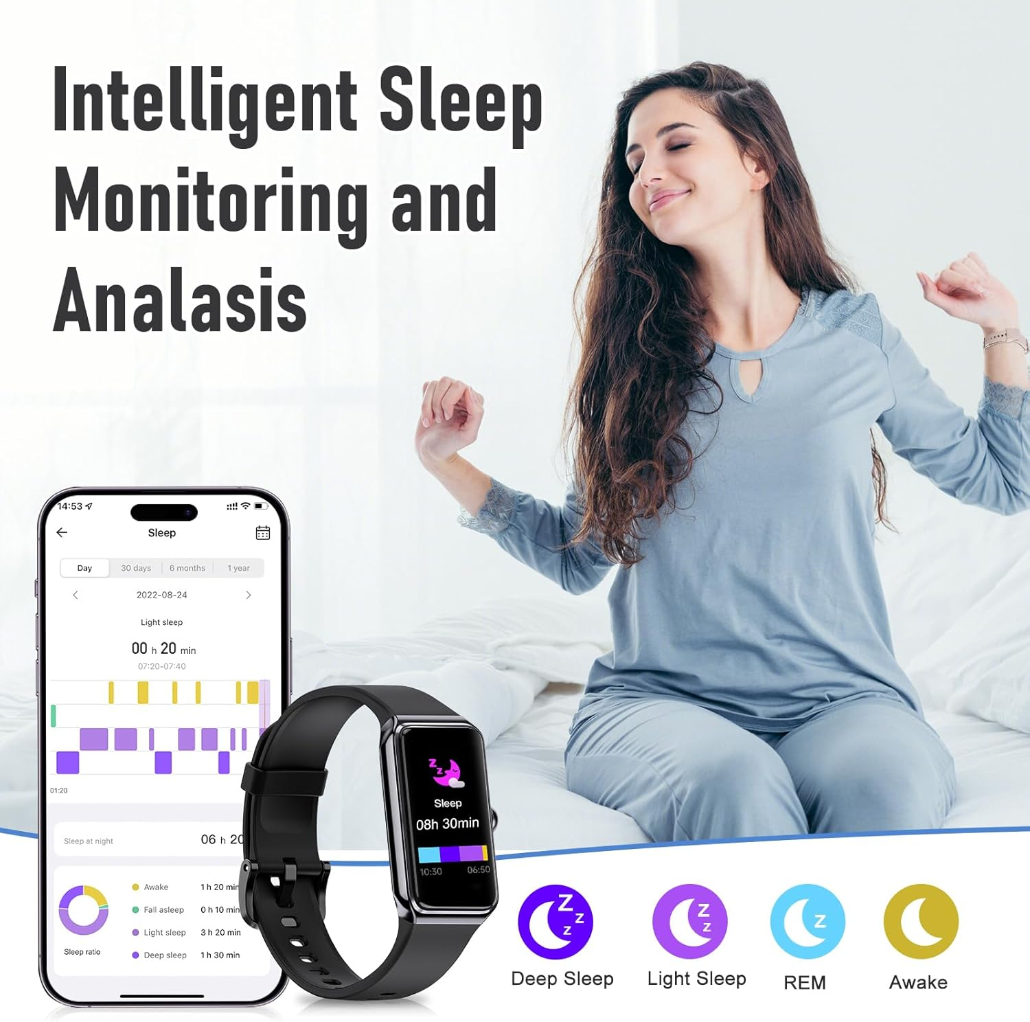 Fitness Tracker Smart Watch with 24/7 Heart Rate & Blood Pressure Monitor - 104 Sport Modes, Sleep Tracking, IP68 Waterproof Step Counter for Women & Men - Light Pink