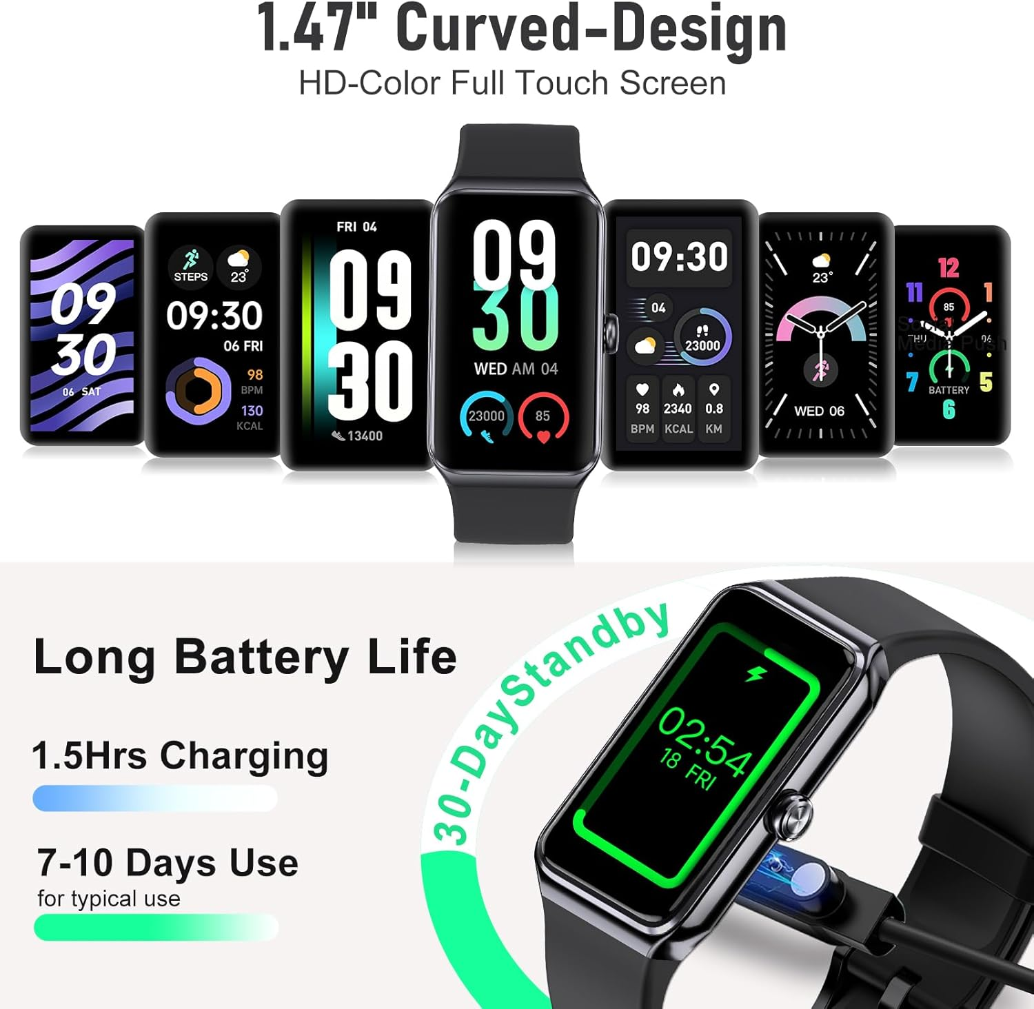 Fitness Tracker Smart Watch with 24/7 Heart Rate & Blood Pressure Monitor - 104 Sport Modes, Sleep Tracking, IP68 Waterproof Step Counter for Women & Men - Light Pink