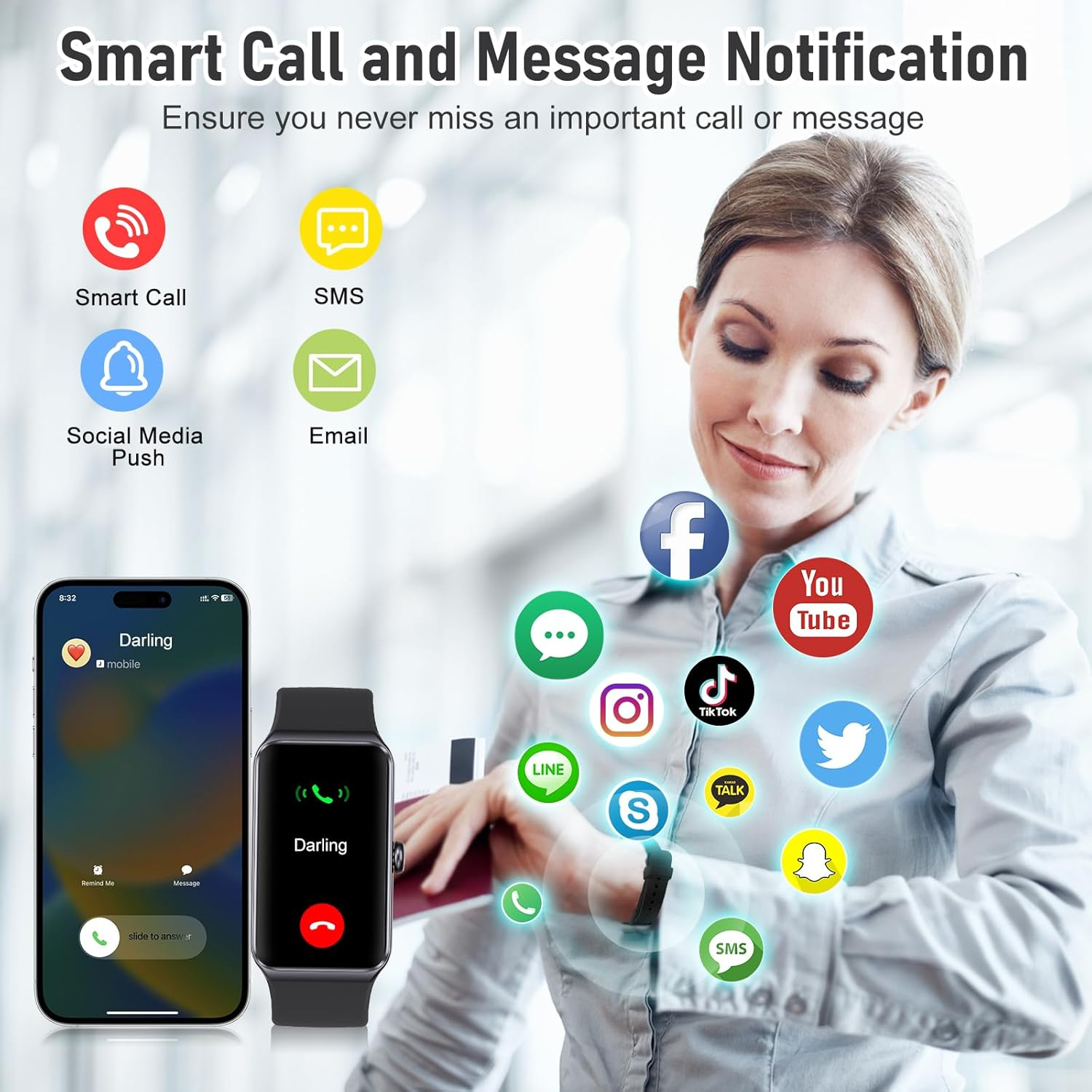 Fitness Tracker Smart Watch with 24/7 Heart Rate & Blood Pressure Monitor - 104 Sport Modes, Sleep Tracking, IP68 Waterproof Step Counter for Women & Men - Light Pink