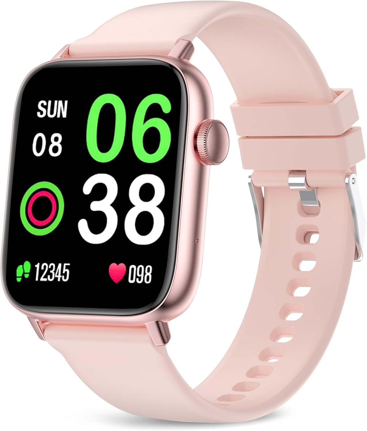 Smart Fitness Tracker Watch with Heart Rate Monitor - Activity Tracker with Pedometer, Sleep Monitor, Calorie & Step Counter, Waterproof for Women & Men - Pink