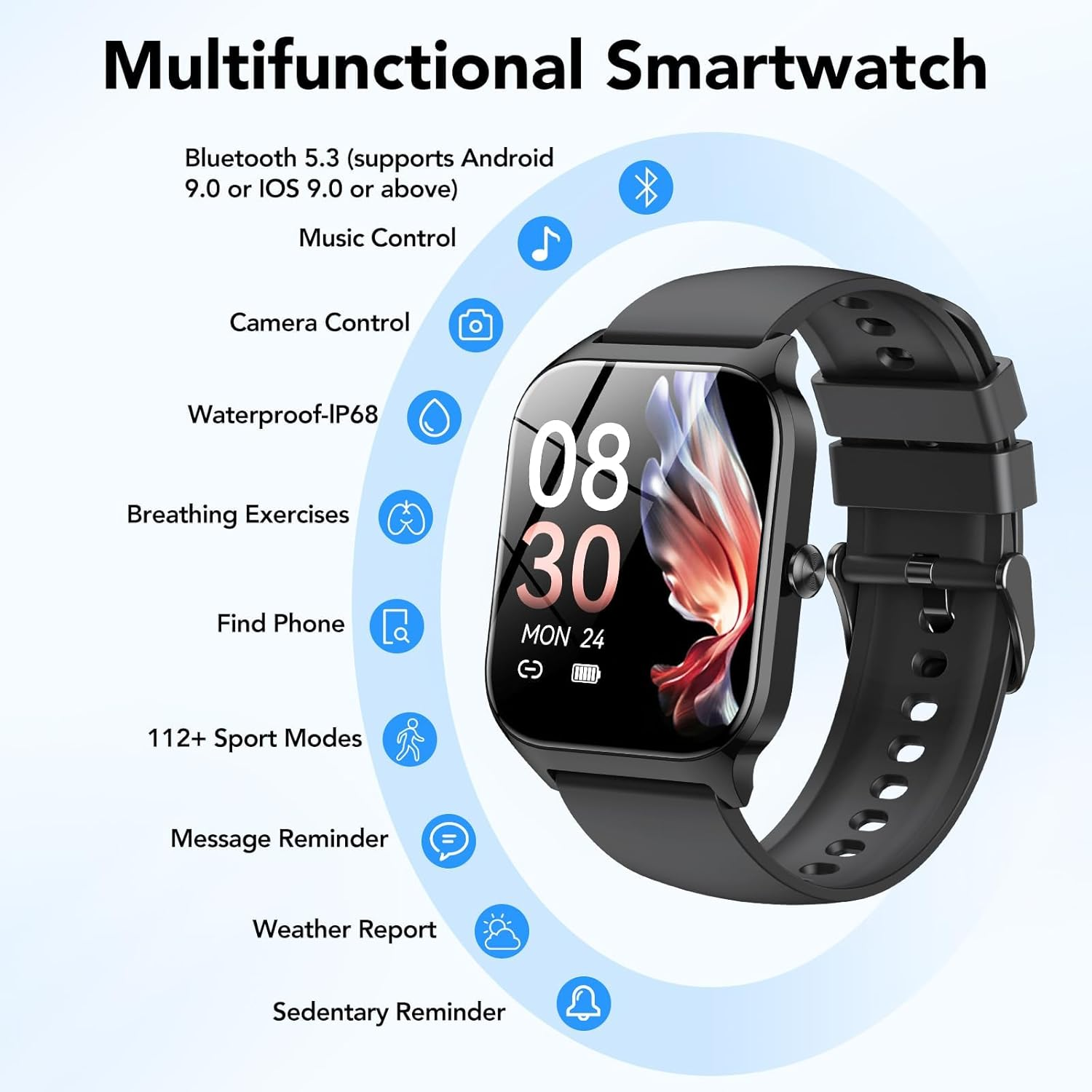 Smart Watch for Men & Women 1.85" HD - Bluetooth Calls, AI Voice Control, IP68 Waterproof, 115+ Sport Modes, 24/7 Heart Rate & Sleep Tracker for iOS & Android