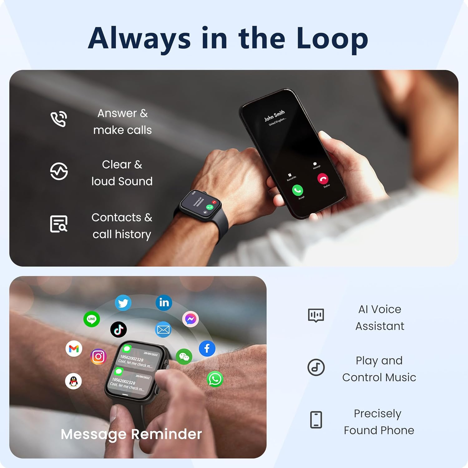 Lovouse Smart Watch 46mm for Men & Women - Bluetooth Call, Sleep & Stress Tracking, 120+ Sports Modes, GPS Activity Tracker, Water Resistant