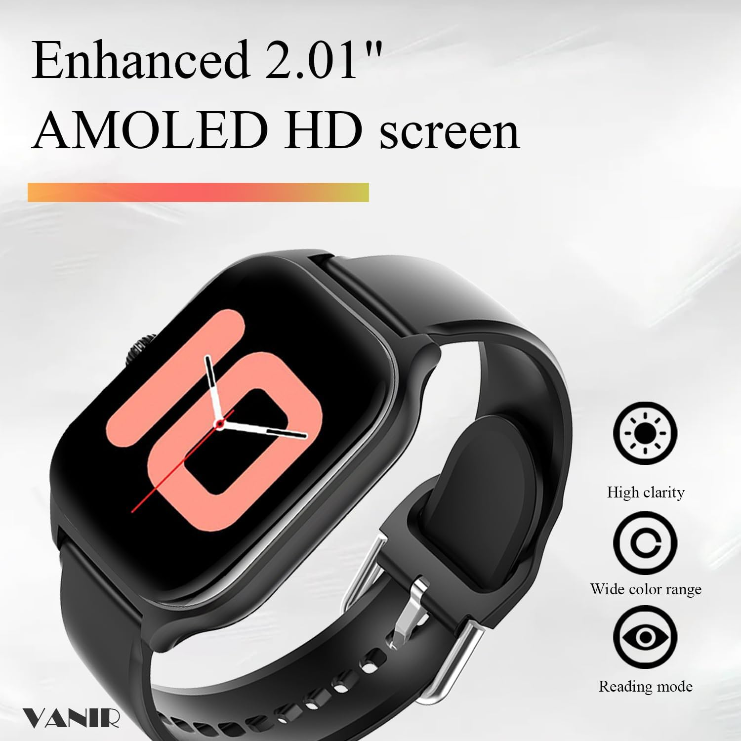 VANIR Smart Watch 2.01" Large HD Display - Bluetooth Calling, Fitness Tracker, Multi-Function Activity Watch for Men & Women