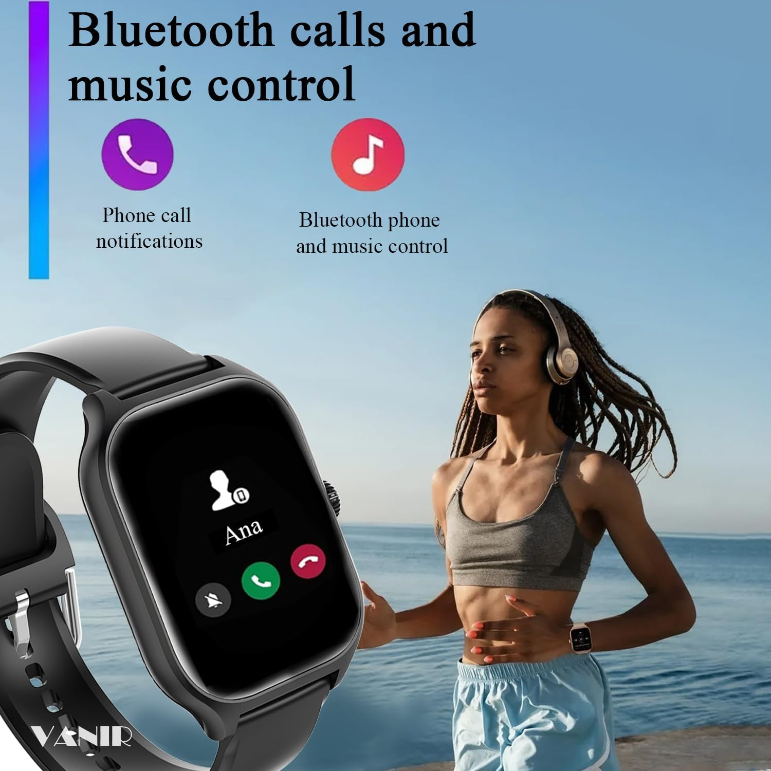 VANIR Smart Watch 2.01" Large HD Display - Bluetooth Calling, Fitness Tracker, Multi-Function Activity Watch for Men & Women