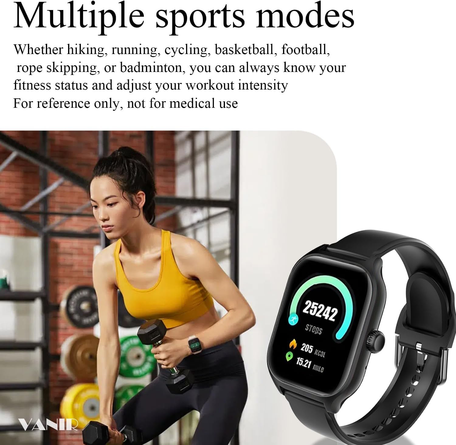 VANIR Smart Watch 2.01" Large HD Display - Bluetooth Calling, Fitness Tracker, Multi-Function Activity Watch for Men & Women