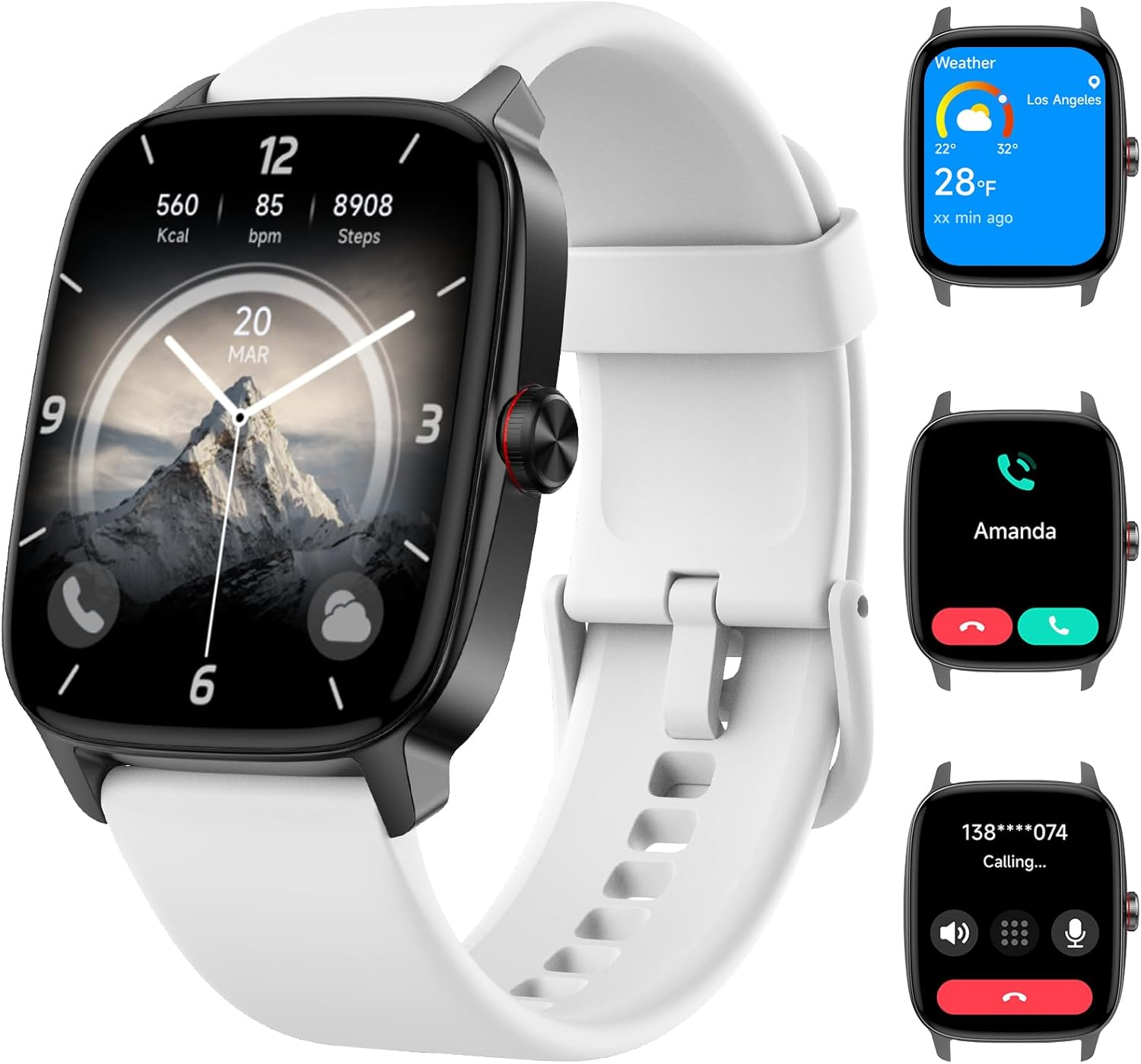 Smart Watch 1.85" HD - Bluetooth Call & AI Voice, Heart Rate SpO2 Sleep Monitor, 100+ Sports Modes, Mini Games, IP68 Waterproof for Android & iOS