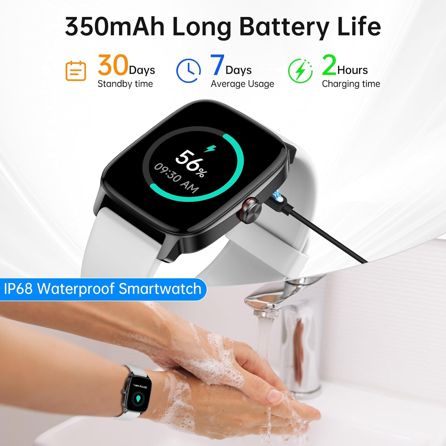 Smart Watch 1.85" HD - Bluetooth Call & AI Voice, Heart Rate SpO2 Sleep Monitor, 100+ Sports Modes, Mini Games, IP68 Waterproof for Android & iOS