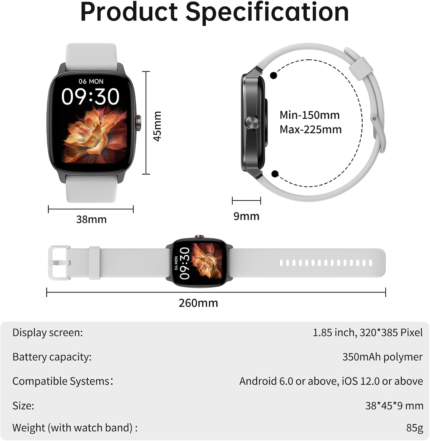 Smart Watch 1.85" HD - Bluetooth Call & AI Voice, Heart Rate SpO2 Sleep Monitor, 100+ Sports Modes, Mini Games, IP68 Waterproof for Android & iOS