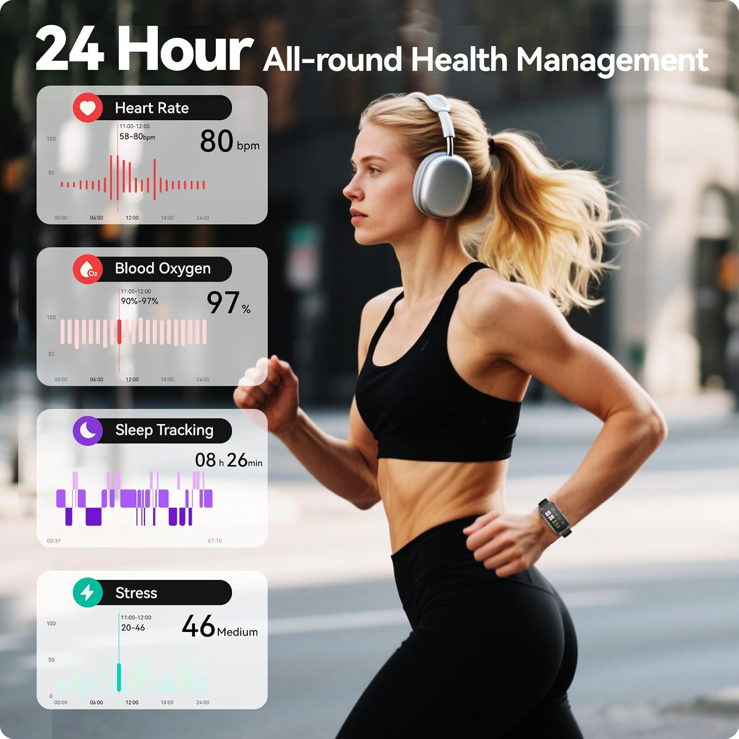 Anyloop AMOLED Fitness Tracker Watch - 24/7 Heart Rate SpO2 Sleep Monitor, IP68 Waterproof, Step Calorie Counter, Swimming Activity Tracker - Green