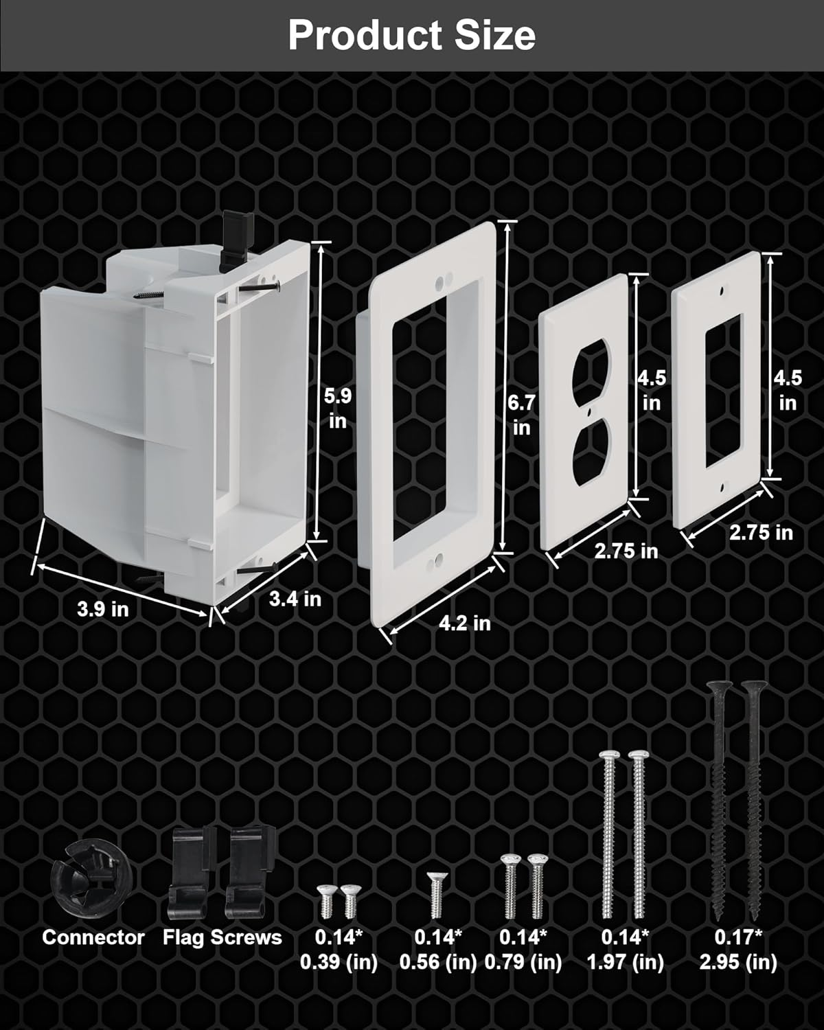 VFR1W-1 Recessed Electrical Outlet Box Wall Plate Kit - Single Gang for TV, Tablet & Appliances, GFCI Compatible, White (1 Pack)