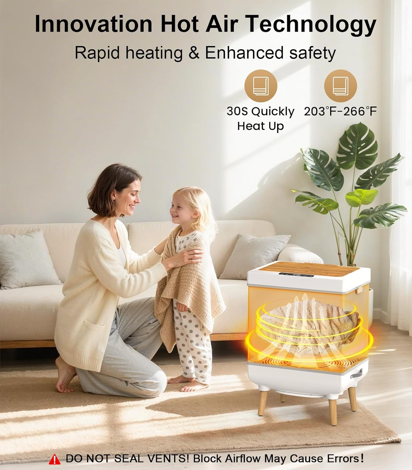 Towel Warmer 35L Folding Hot Towel Warmer for Bathroom - Heating & Drying Modes, Timer, LED Display, Fits Two 70" Towels