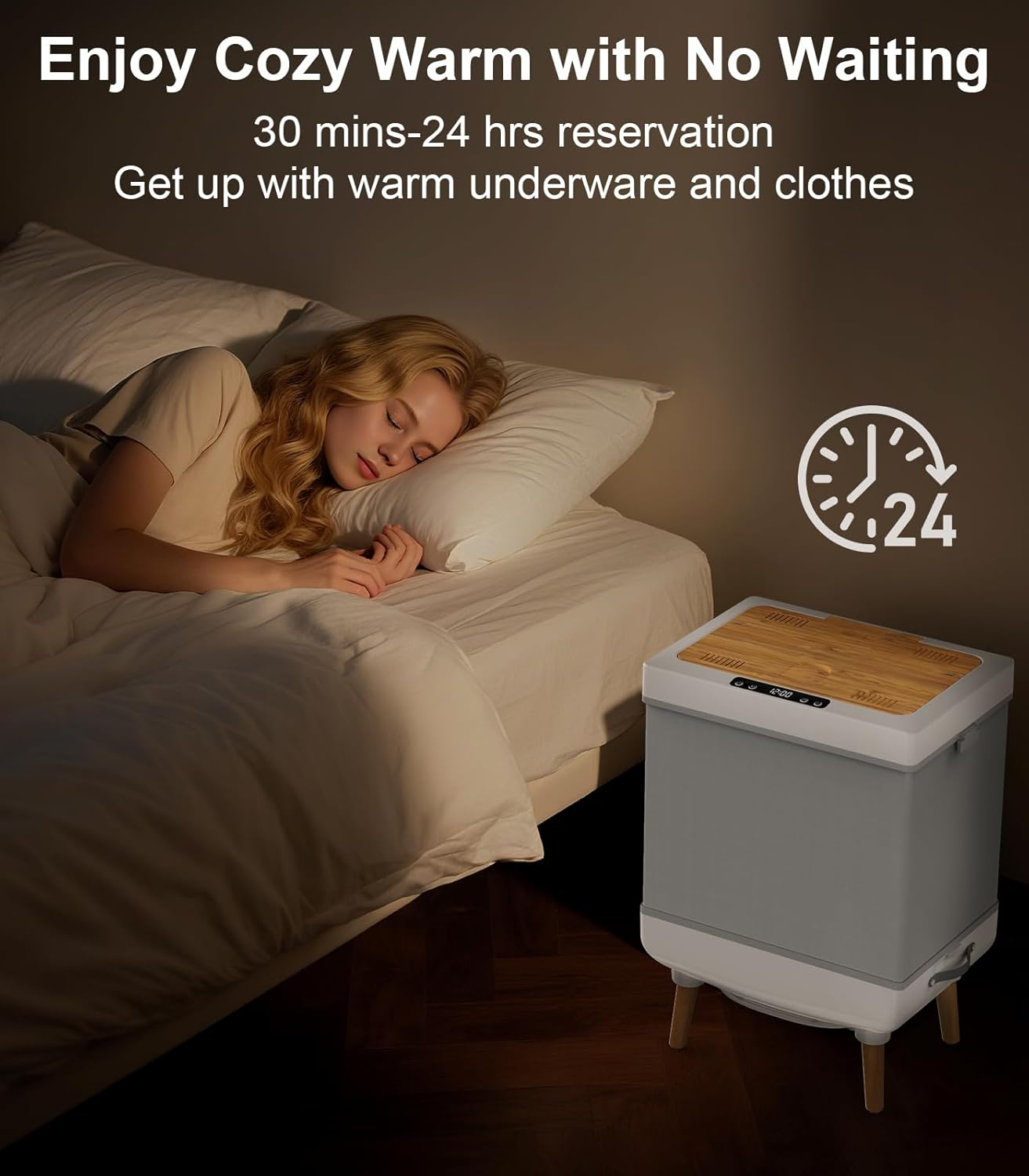 Towel Warmer 35L Folding Hot Towel Warmer for Bathroom - Heating & Drying Modes, Timer, LED Display, Fits Two 70" Towels