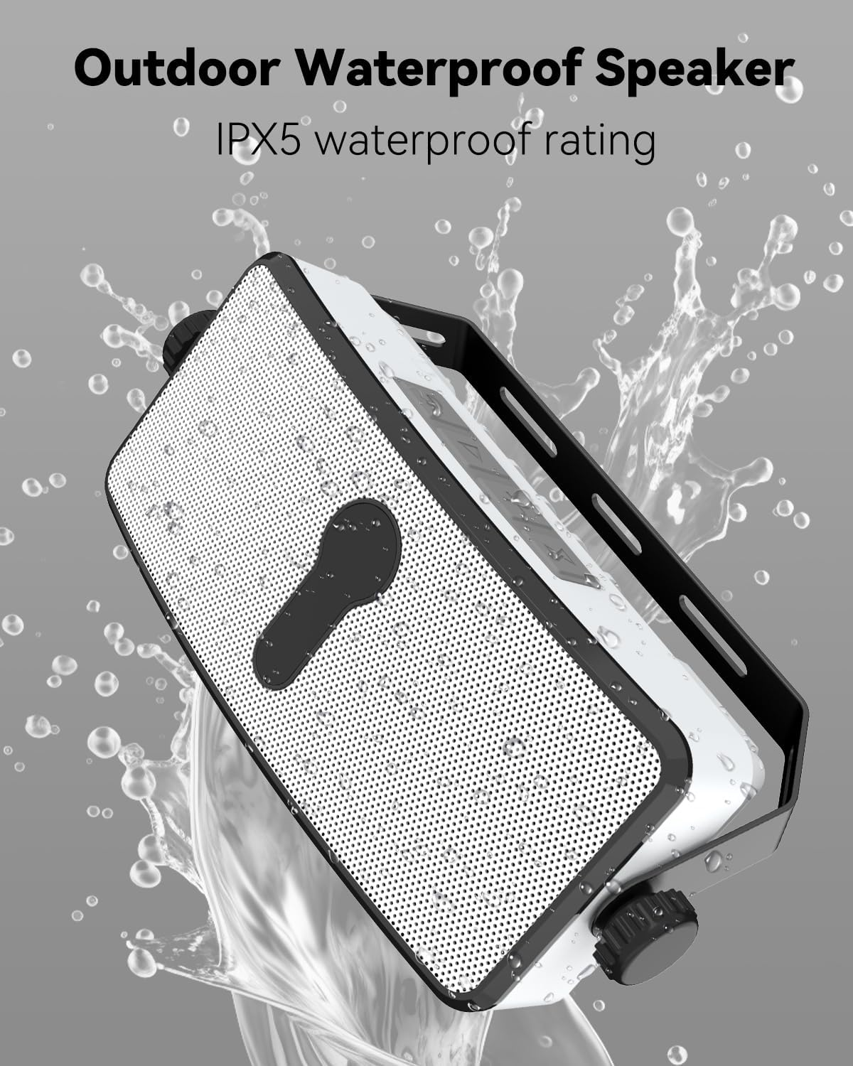 Bluetooth Outdoor Speaker IPX5 Waterproof - Wireless Sync 100 Speakers, Wall-Mount for Patio, Porch & Garage (Pair)