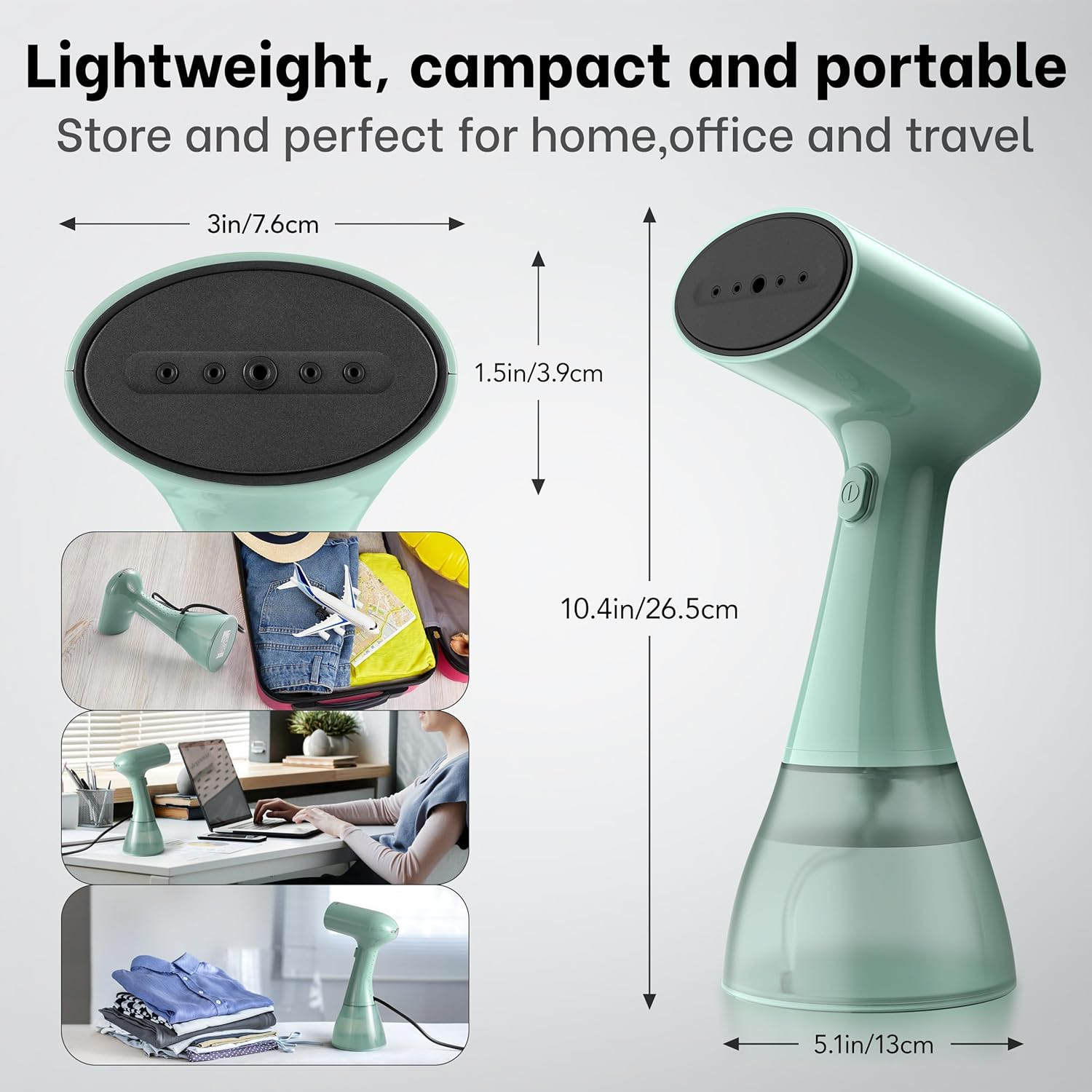 Handheld Clothes Steamer 1500W - 400ml Water Tank, 20 Second Heat-up, Portable Wrinkle Remover for Travel & Home
