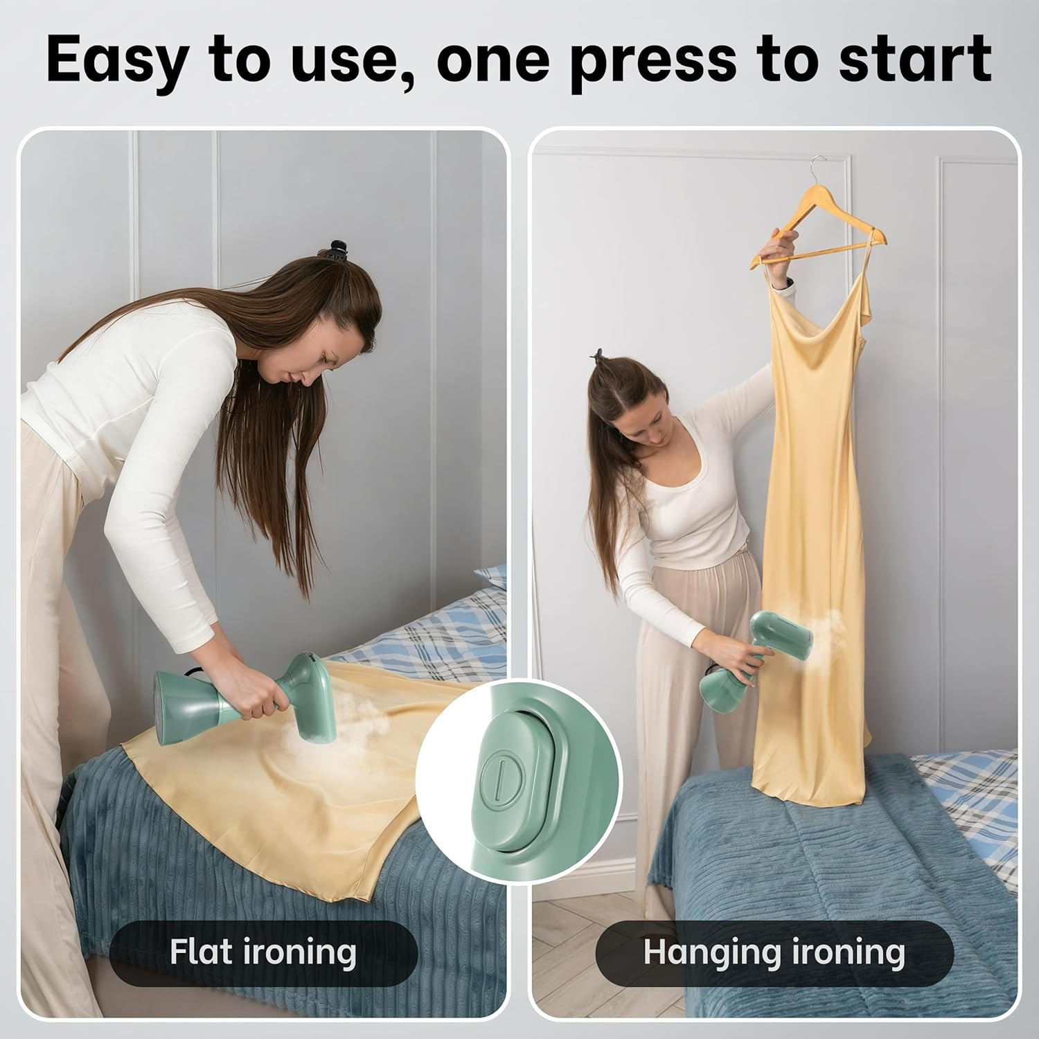 Handheld Clothes Steamer 1500W - 400ml Water Tank, 20 Second Heat-up, Portable Wrinkle Remover for Travel & Home