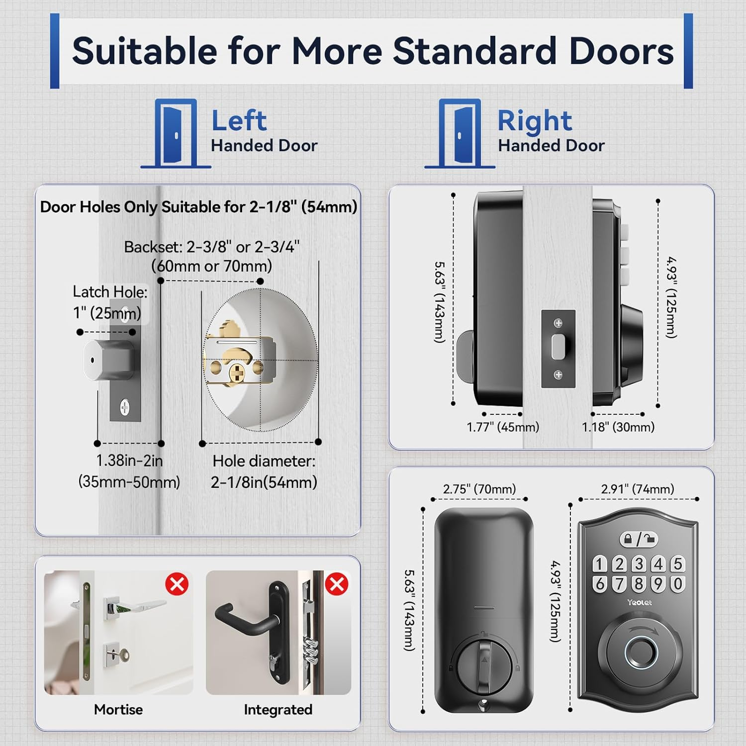Fingerprint Door Lock with App Control - Keyless Entry Smart Deadbolt for Front Door with Anti-Peeping Password & Auto-Lock