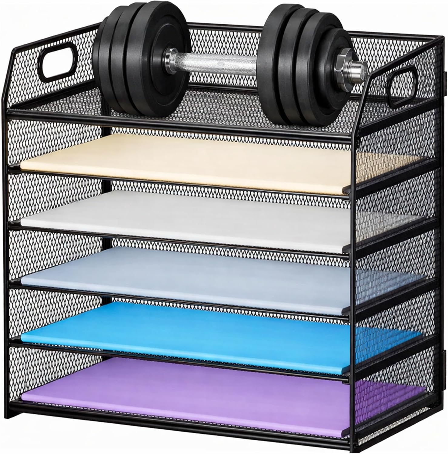 Handimp 6-Tier Metal Paper Organizer - Black Letter Tray Desktop File Folder Stand for Office & Home
